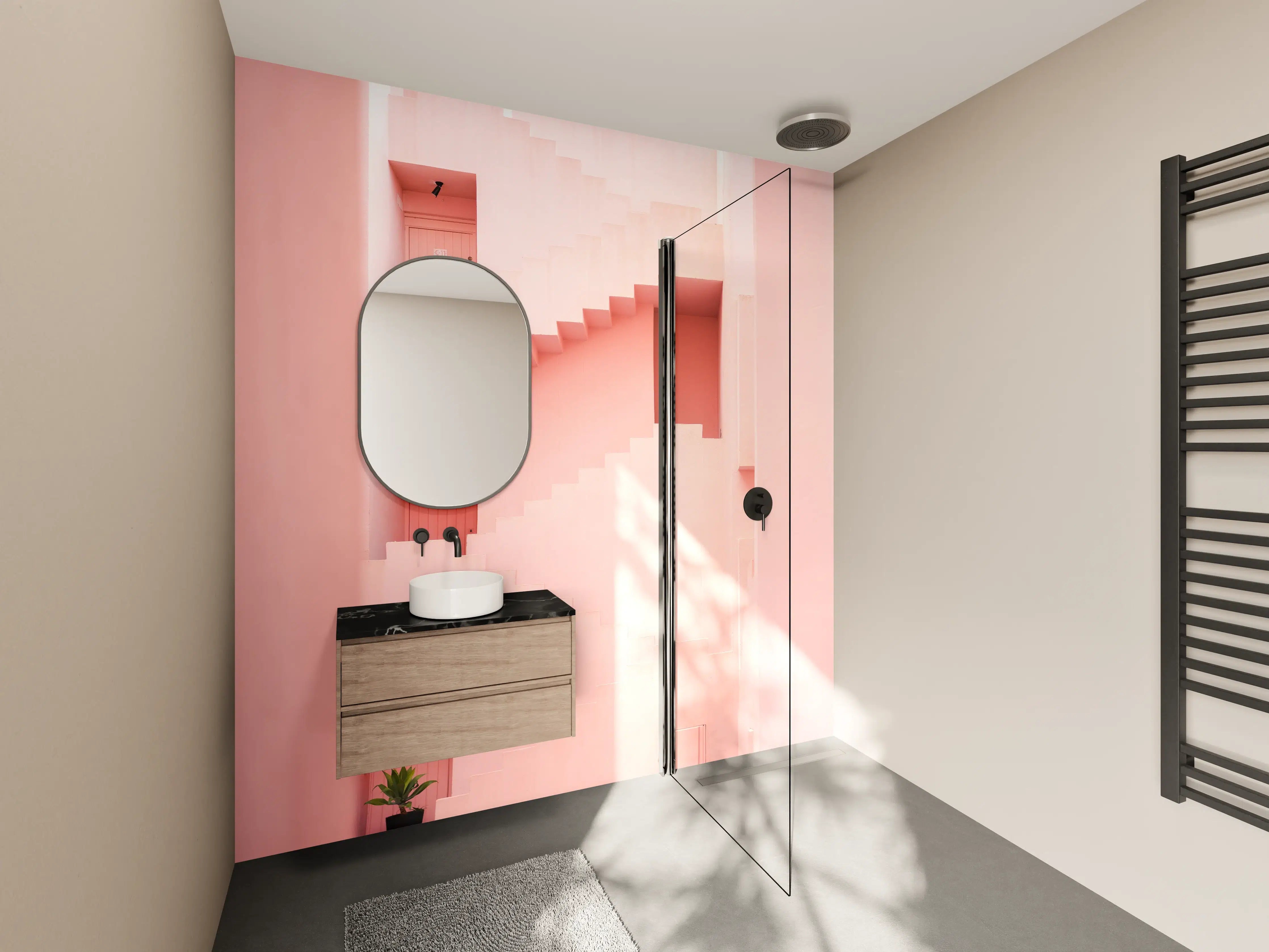 Wandverkleidung Bad - Pinkfarbene Architektur Spaniens