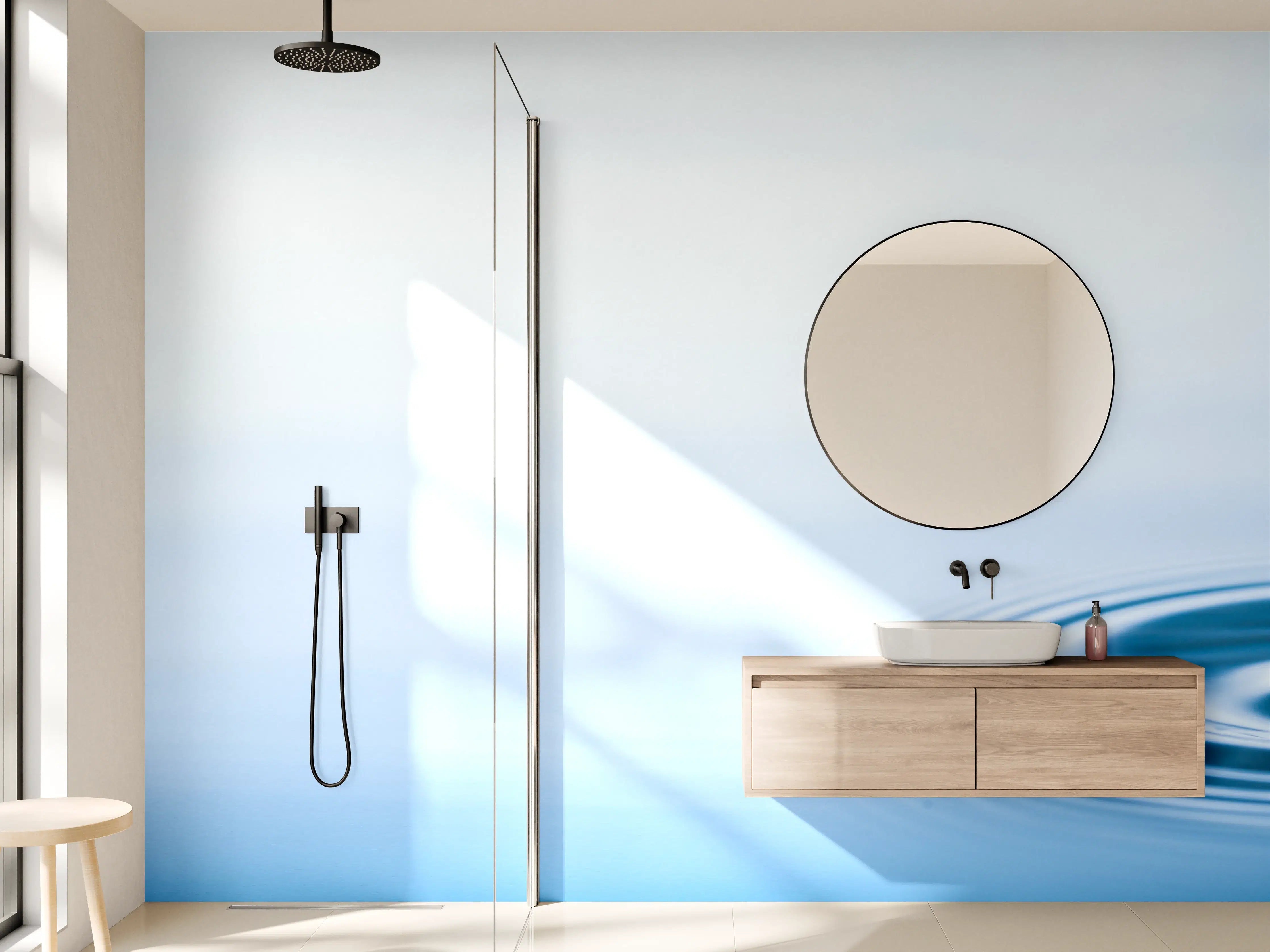 Wandverkleidung Bad - Plätschern der fallenden Wassertropfen