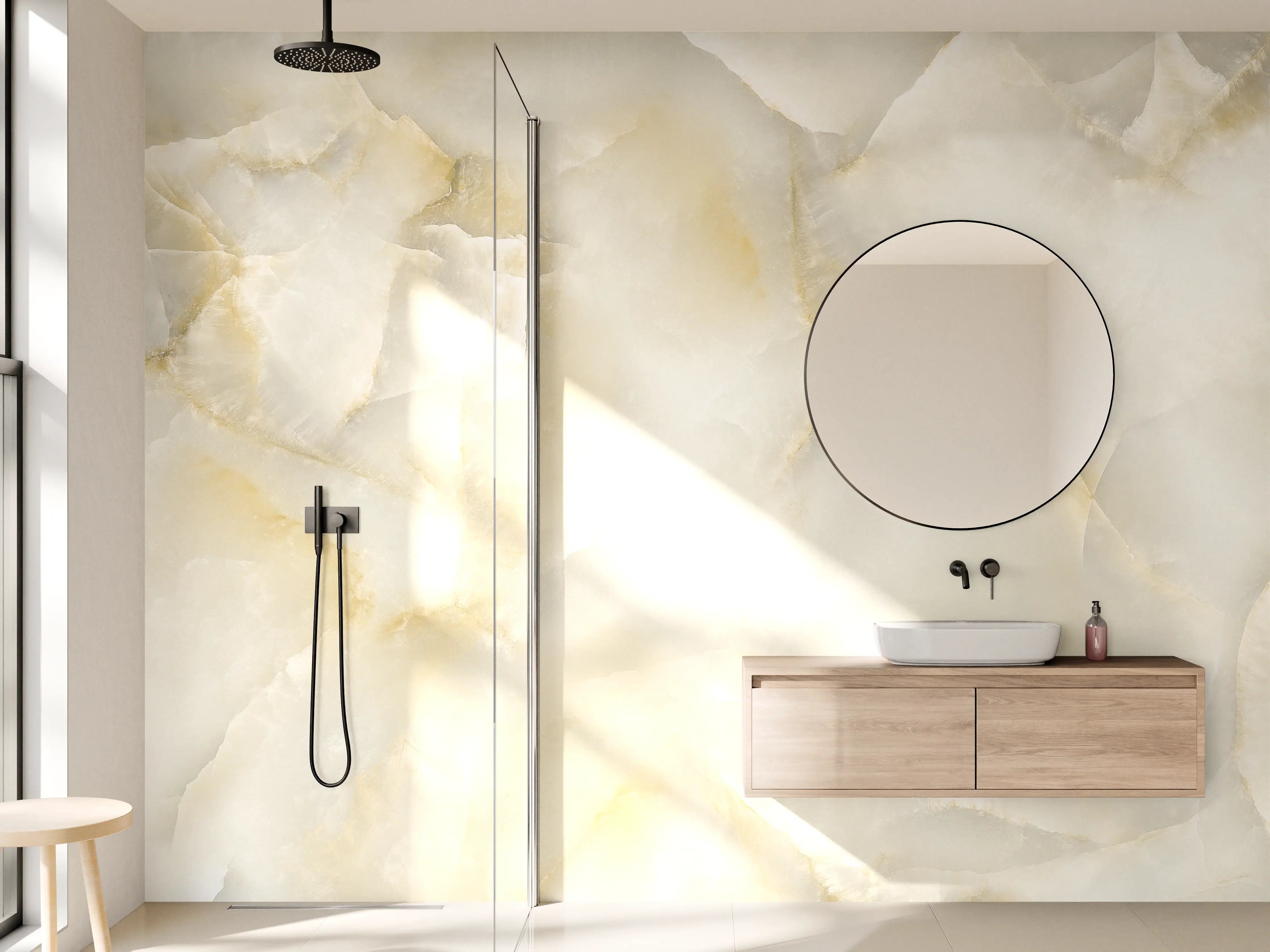 Wandverkleidung Bad - Polierter Terazzo Steinboden