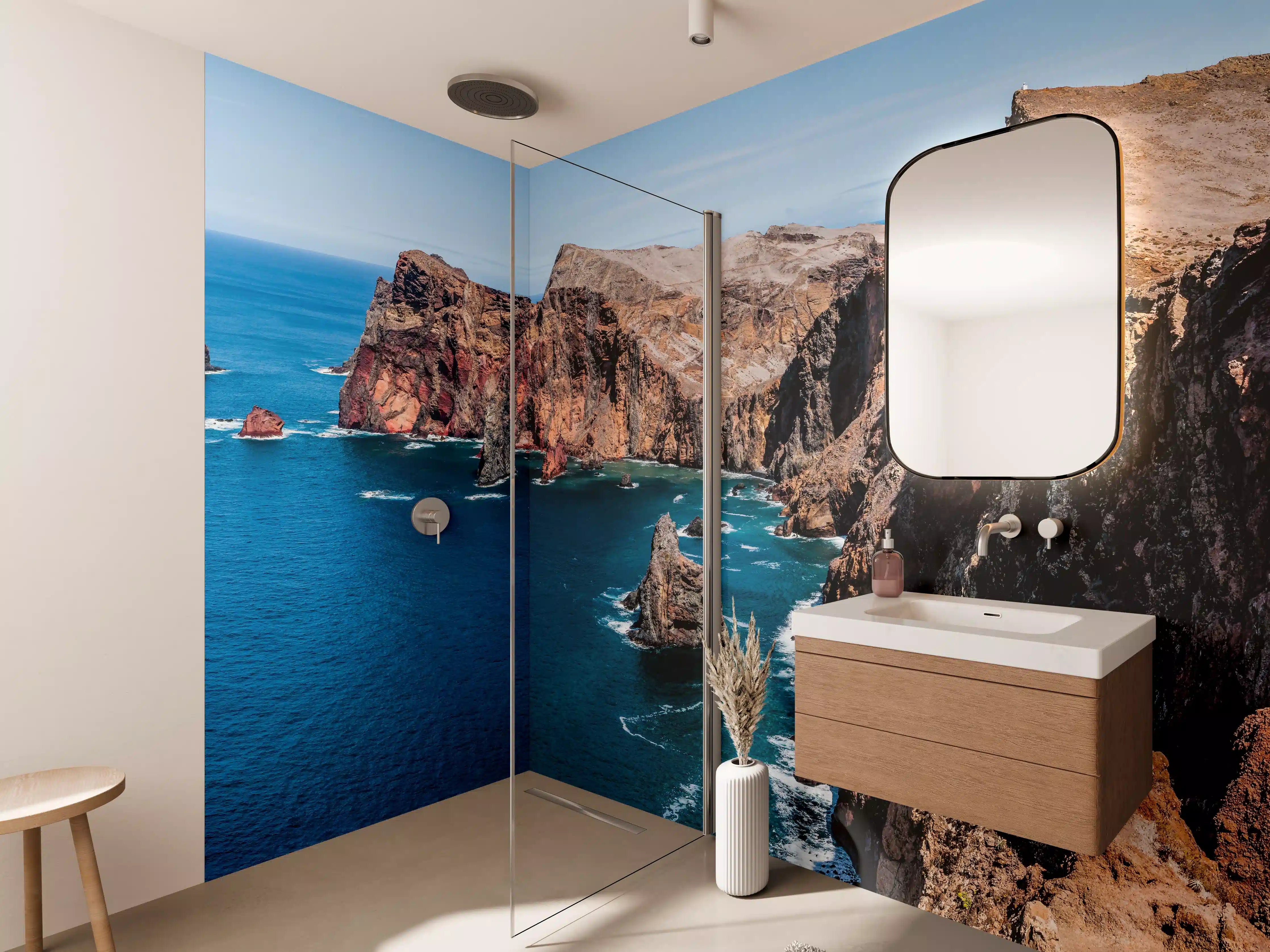 Wandverkleidung Bad - Portugal Felsklippen, Tiefes Blau