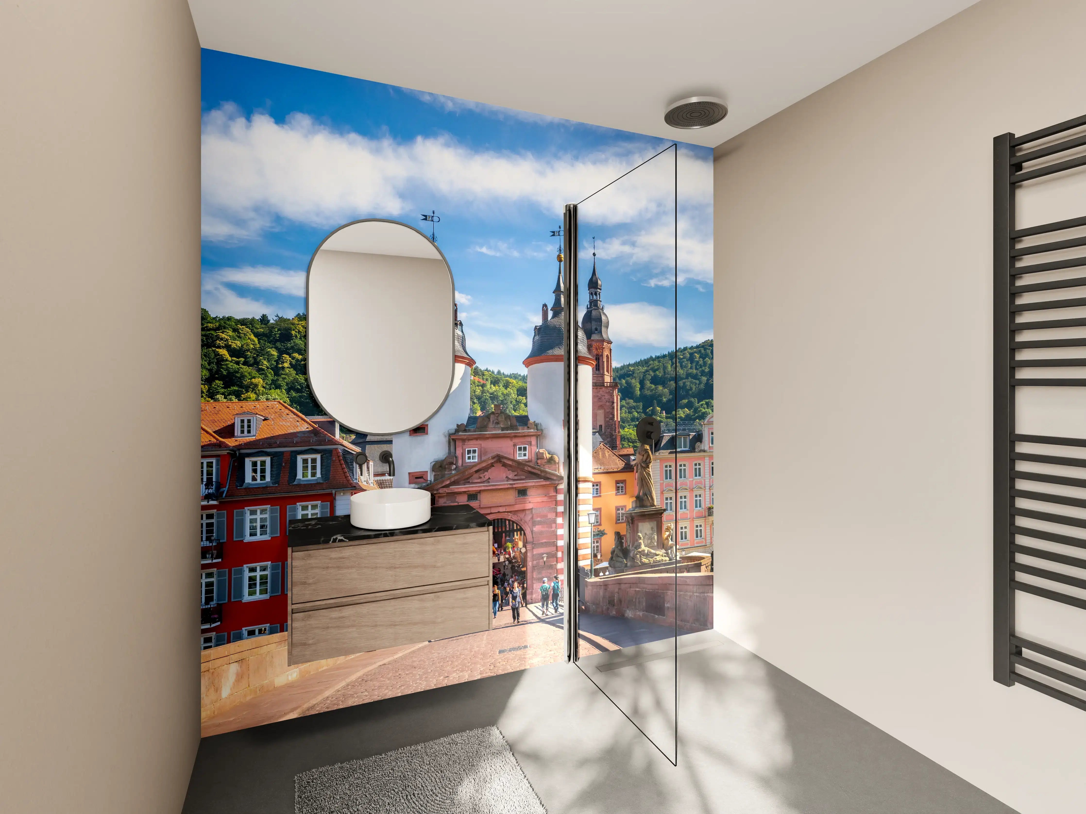Wandverkleidung Bad - Prächtiger Anblick auf Brücke in Heidelberg