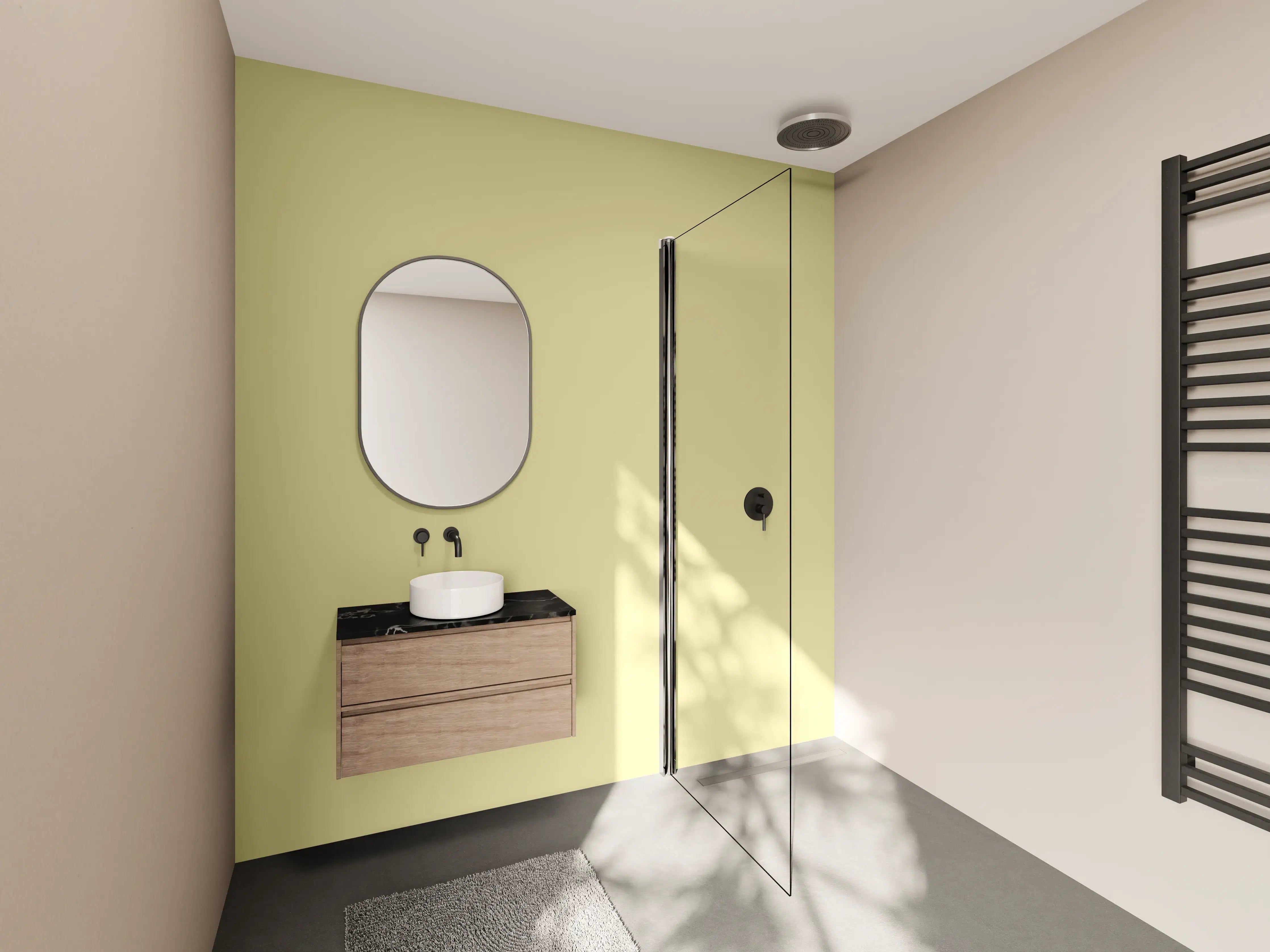 Wandverkleidung Bad - RAL 1000 (Grünbeige)