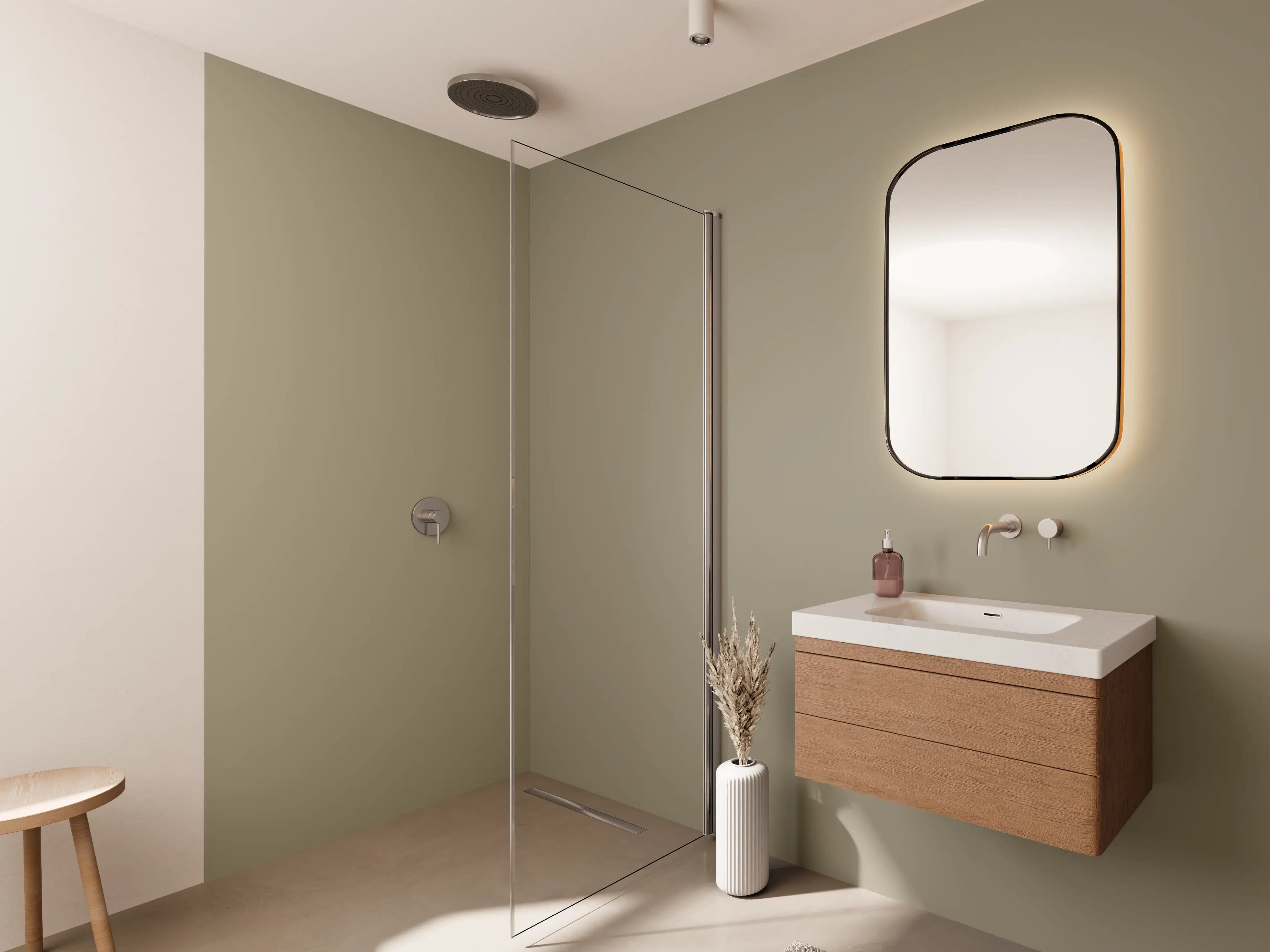 Wandverkleidung Bad - RAL 1035 (Perlbeige)
