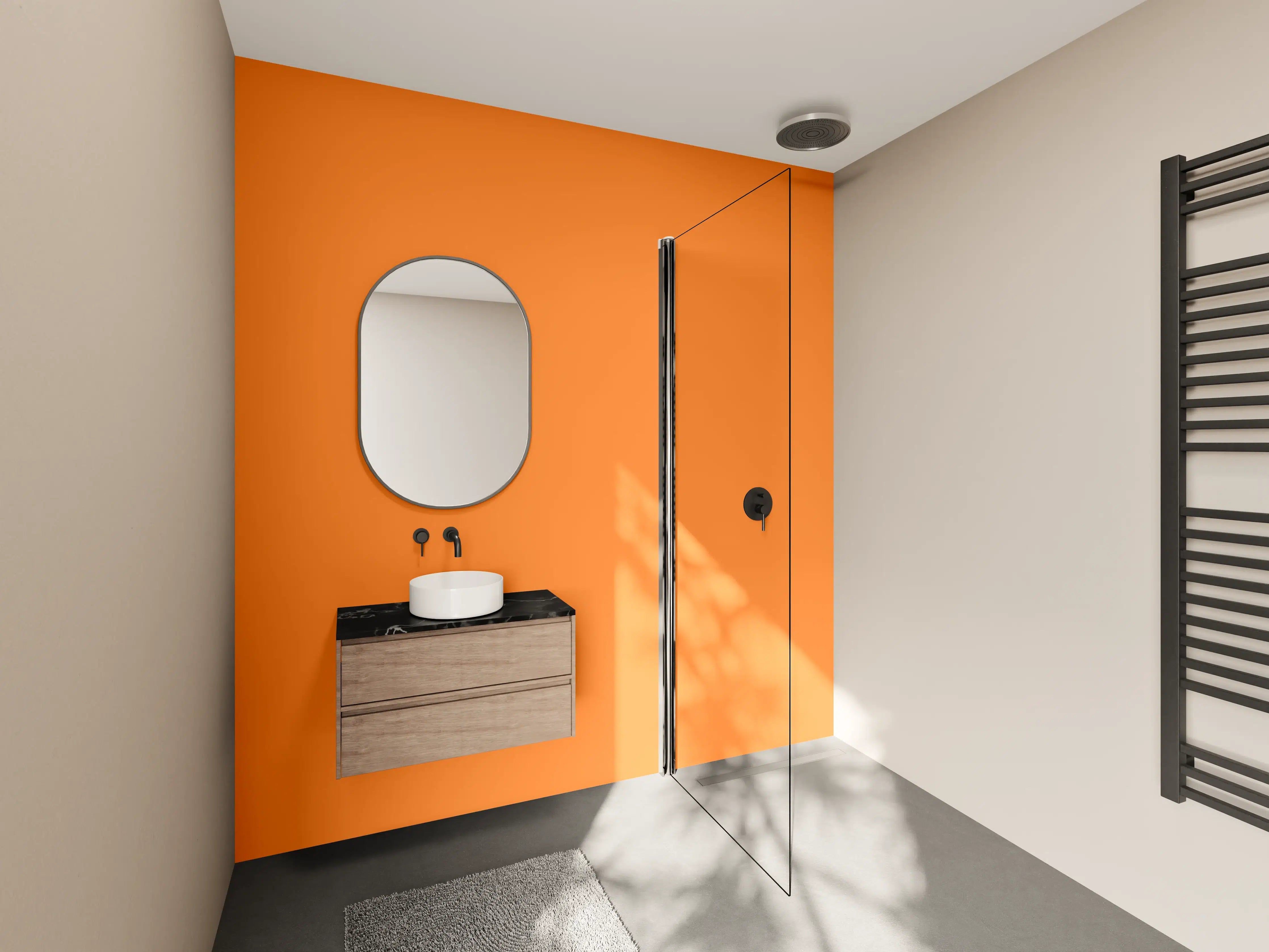 Wandverkleidung Bad - RAL 2003 (Pastellorange)