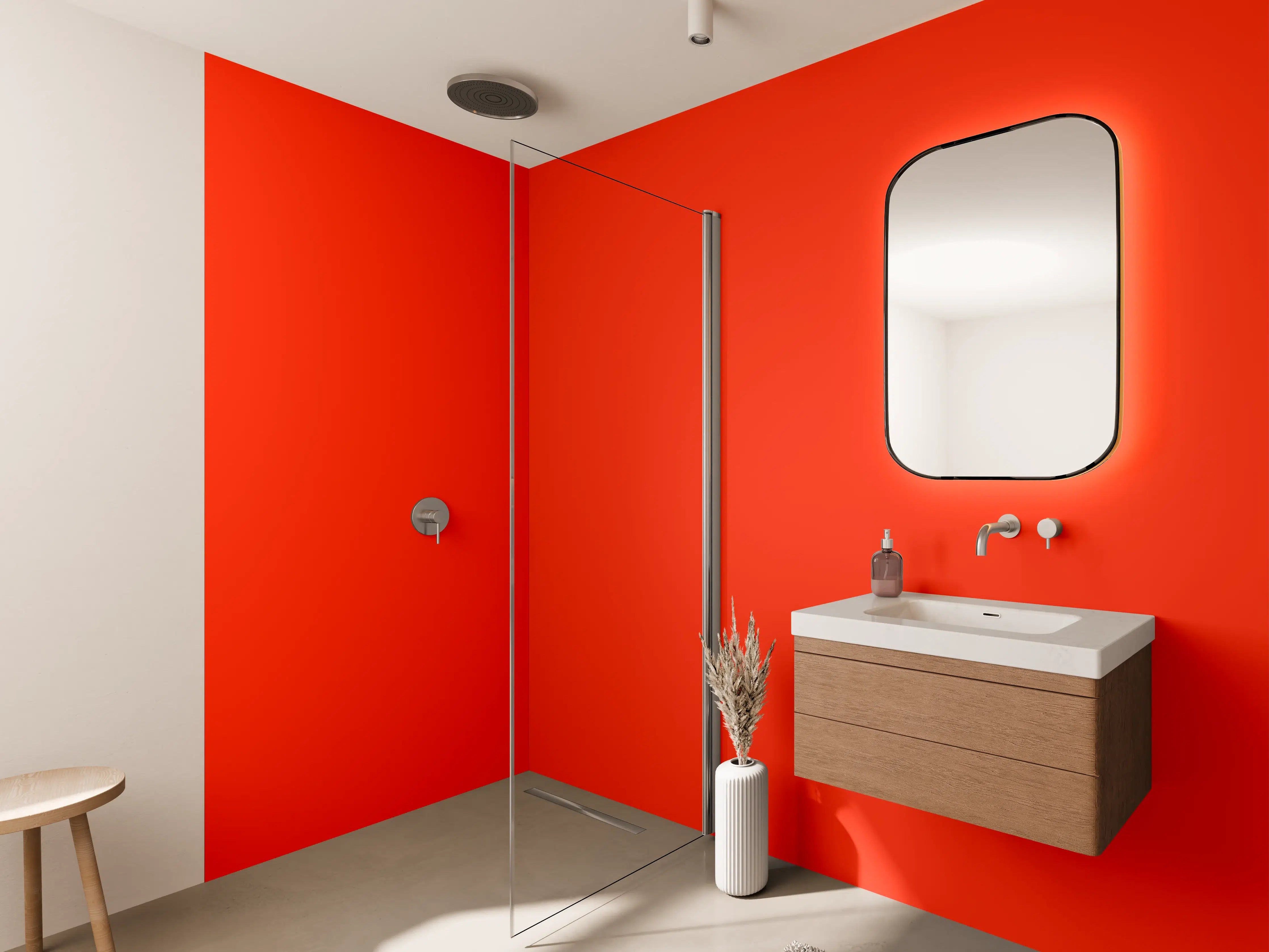 Wandverkleidung Bad - RAL 2005 (Leuchtendes Orange)