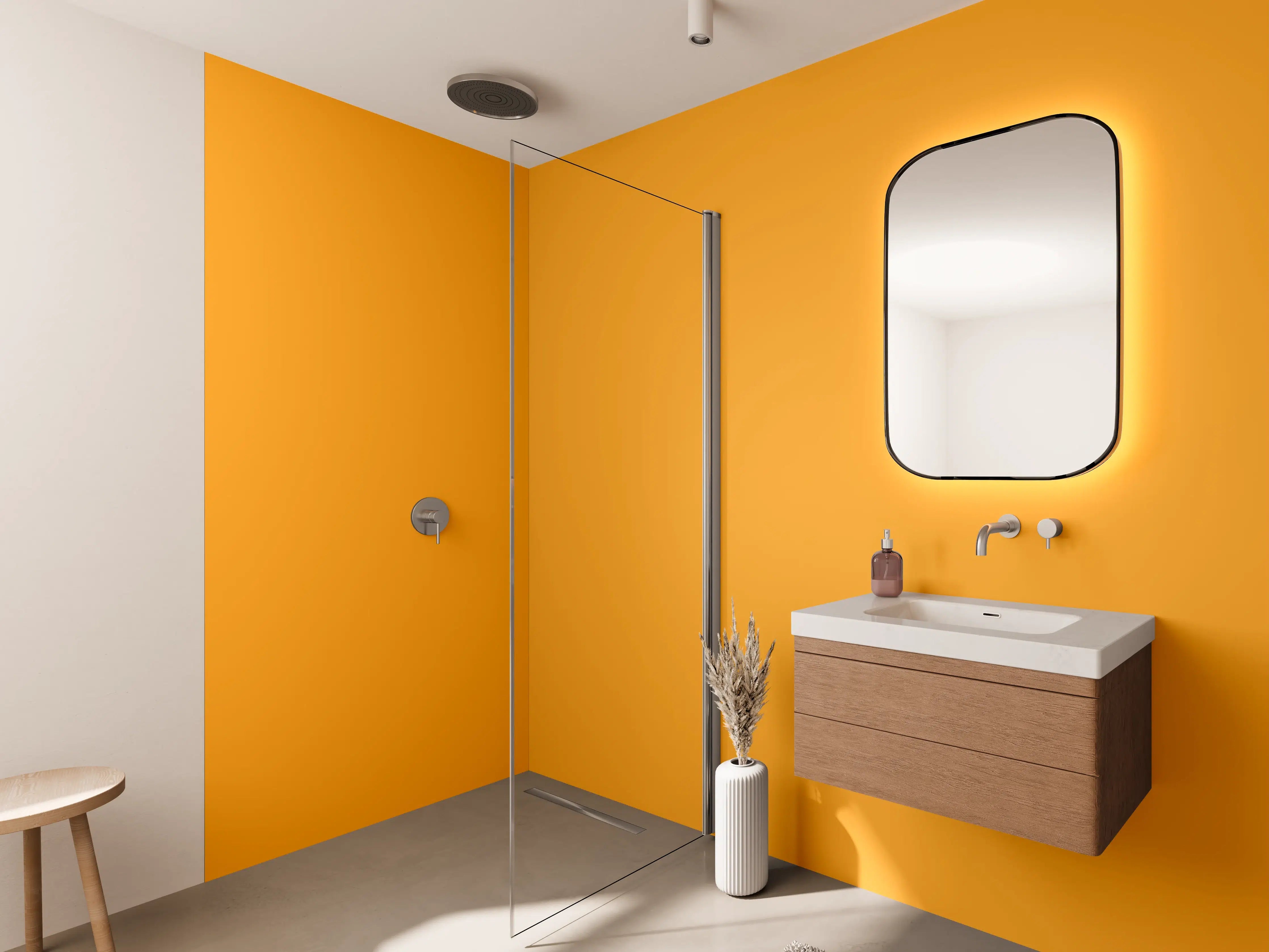 Wandverkleidung Bad - RAL 2007 (Leuchtendes Hellorange)