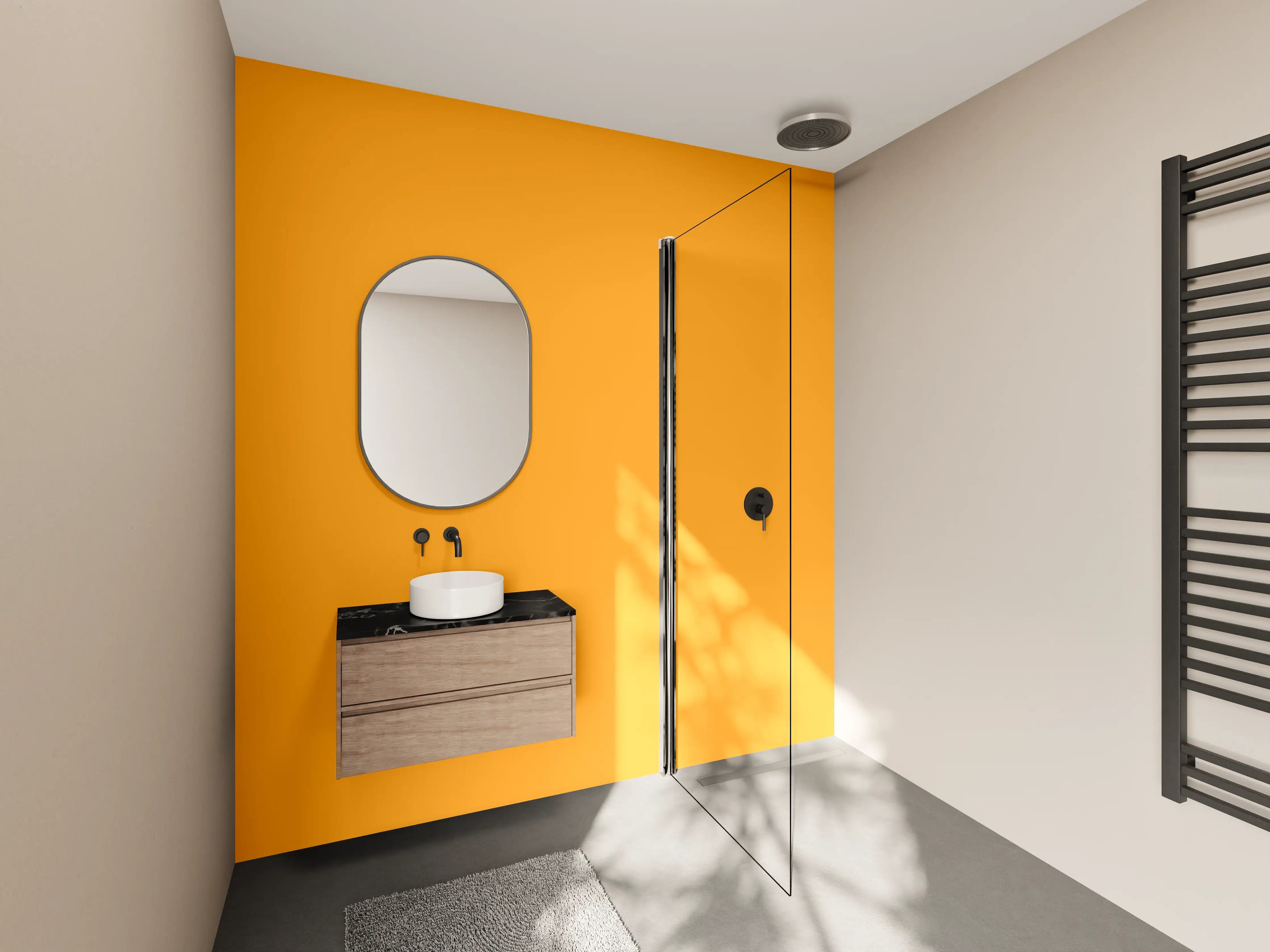 Wandverkleidung Bad - RAL 2007 (Leuchtendes Hellorange)