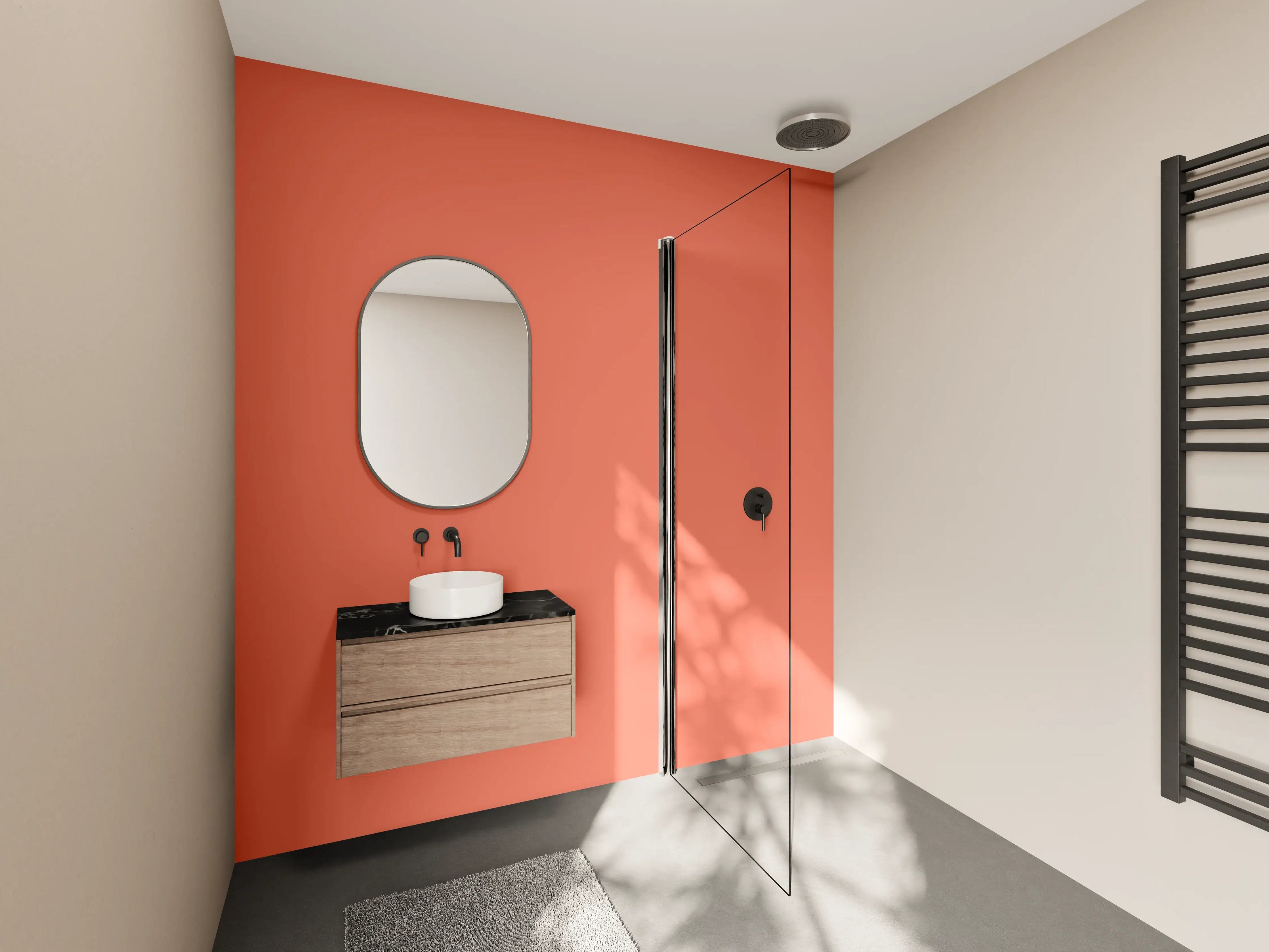 Wandverkleidung Bad - RAL 2012 (Lachsorange)