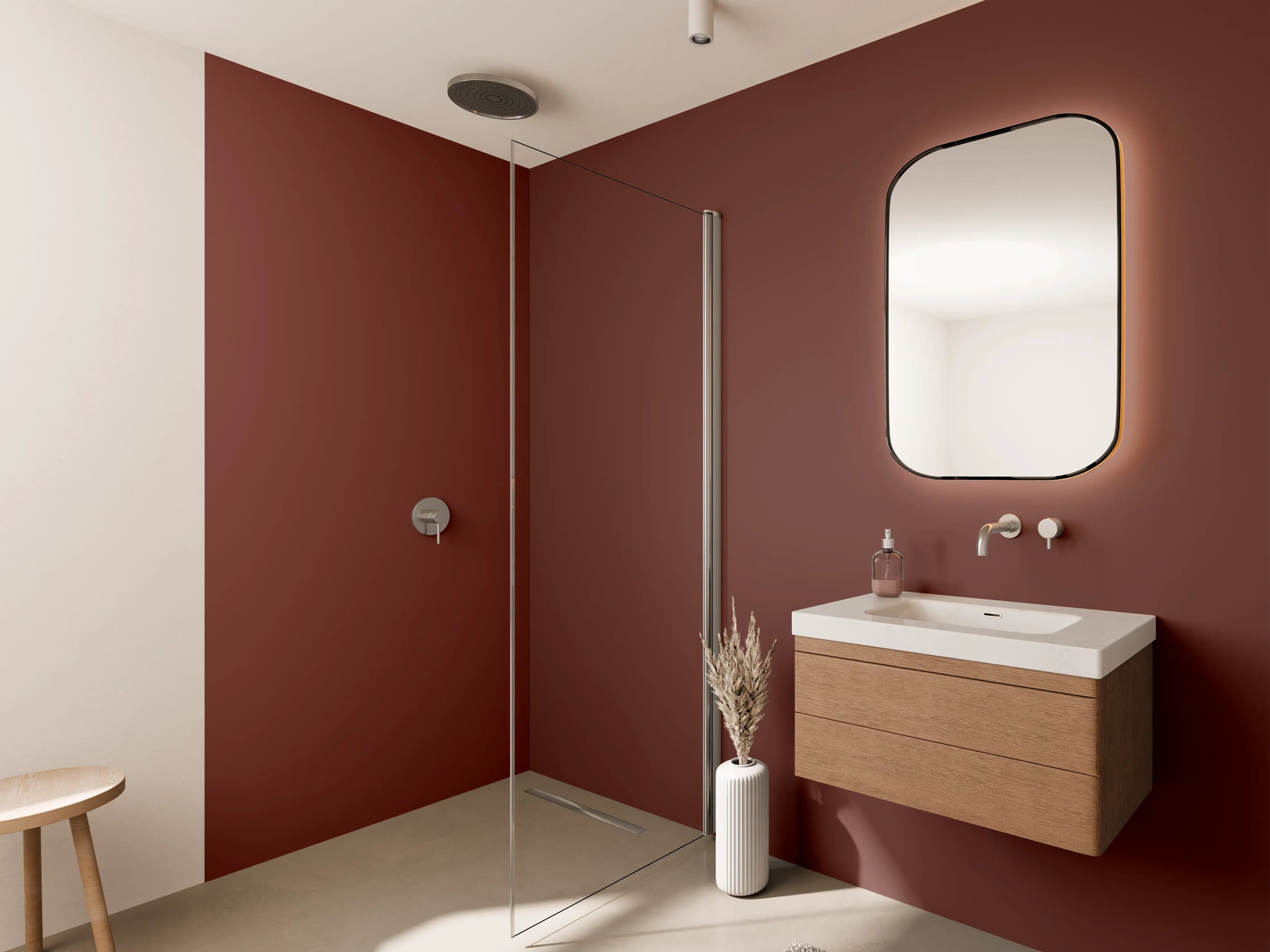 Wandverkleidung Bad - RAL 3009 (Oxidrot)