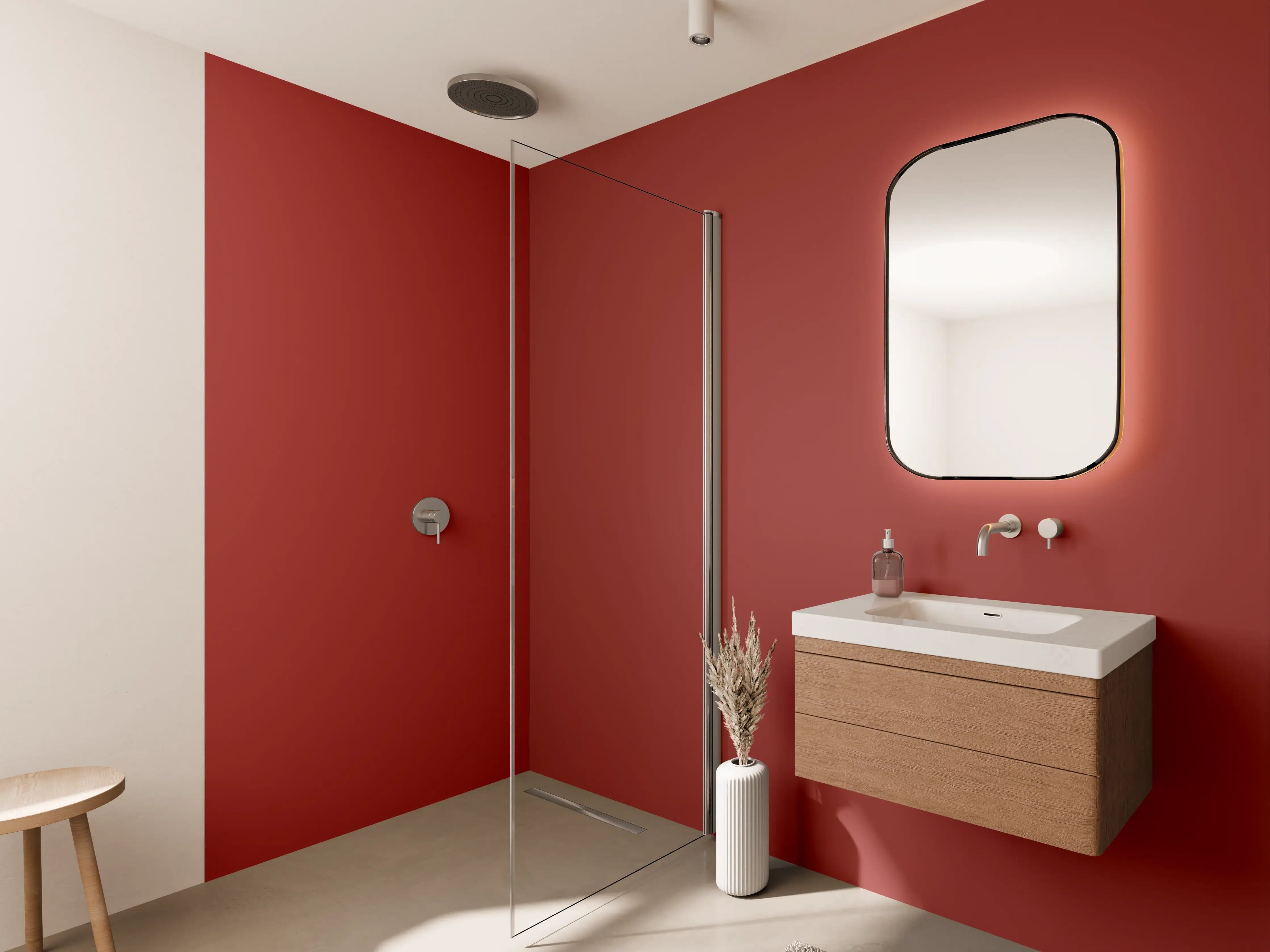 Wandverkleidung Bad - RAL 3013 (tomatenrot)