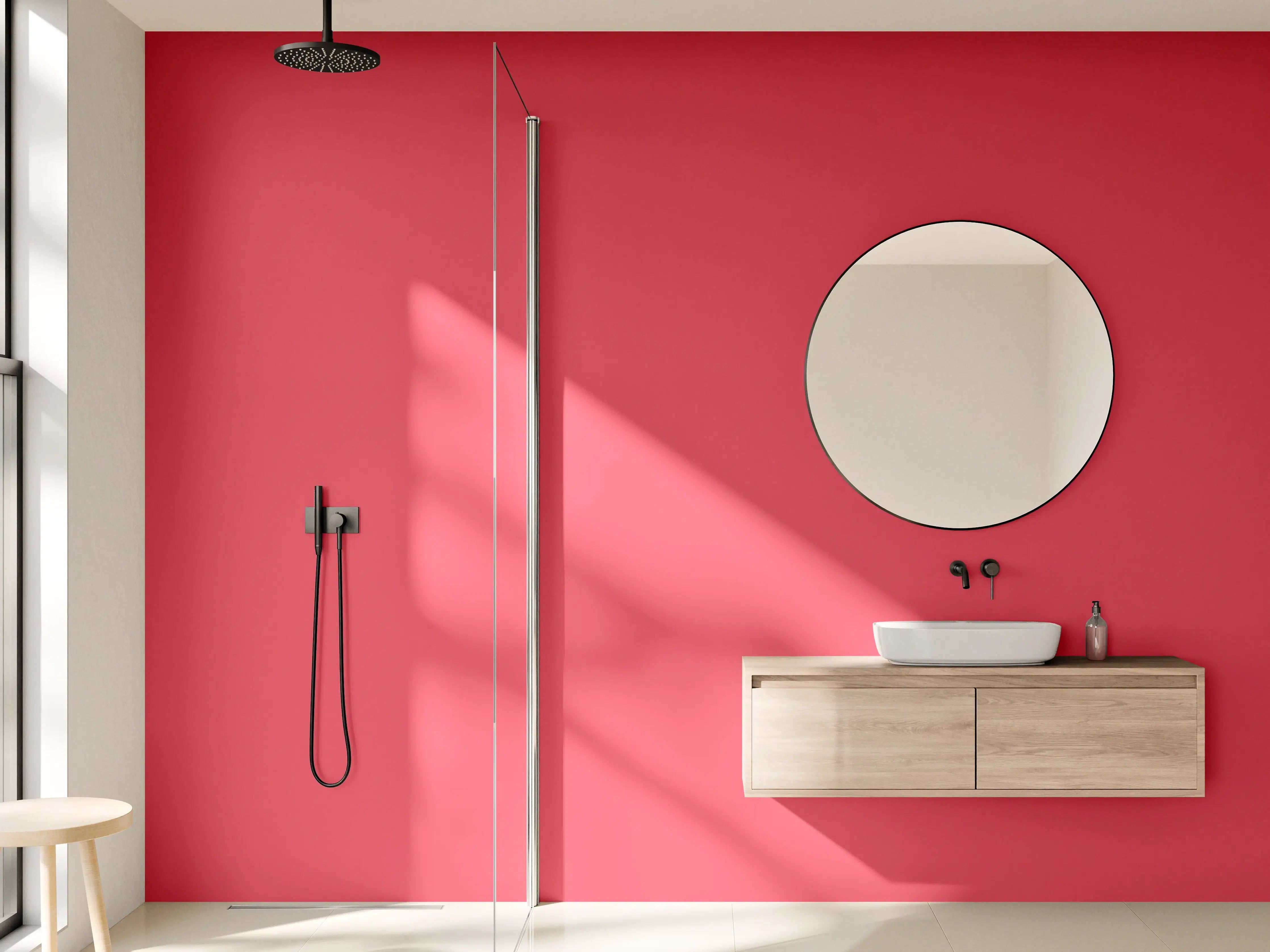 Wandverkleidung Bad - RAL 3018 (erdbeerrot)