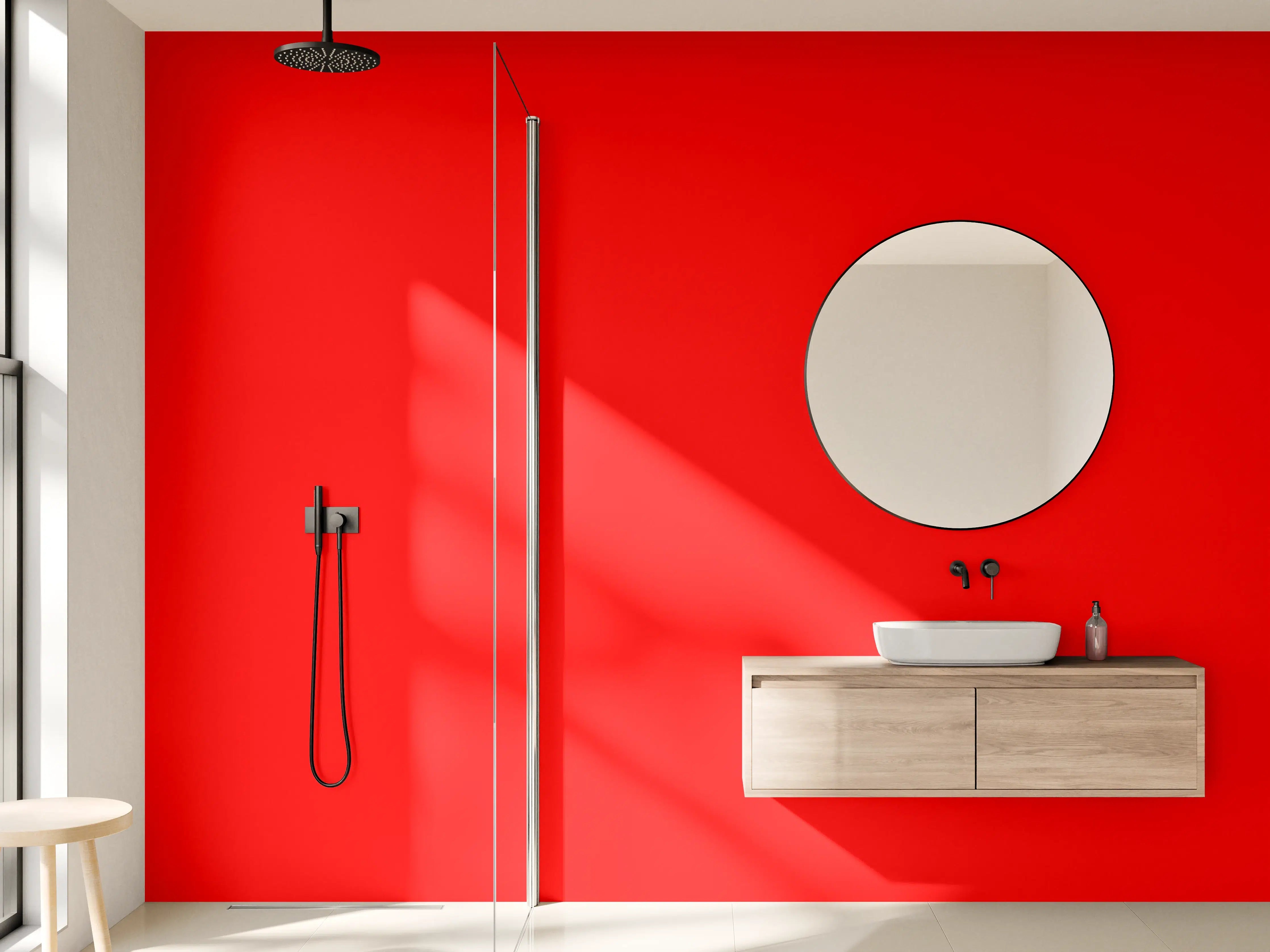 Wandverkleidung Bad - RAL 3024 (leuchtendes Rot)
