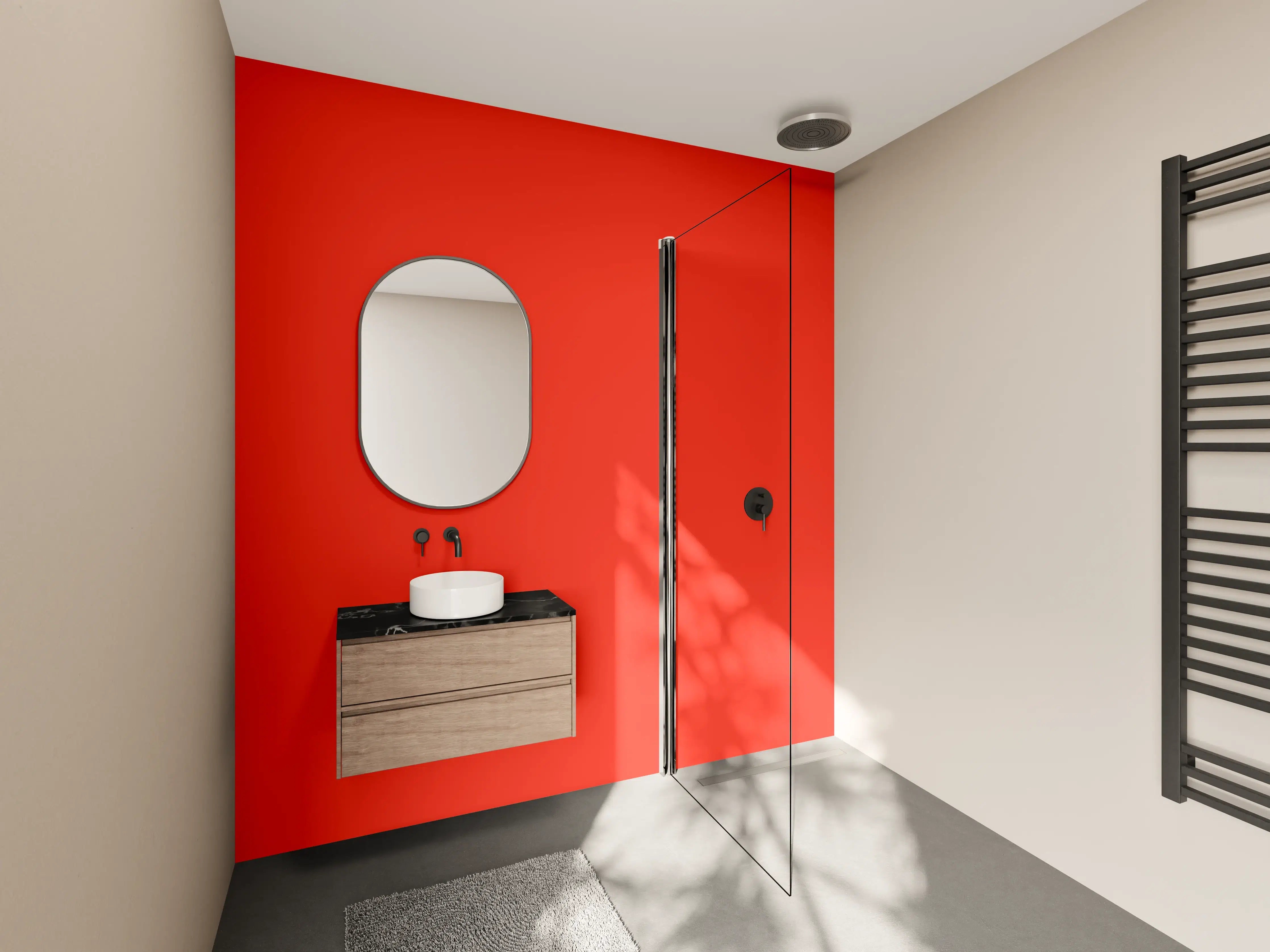 Wandverkleidung Bad - RAL 3028 (Reines Rot)