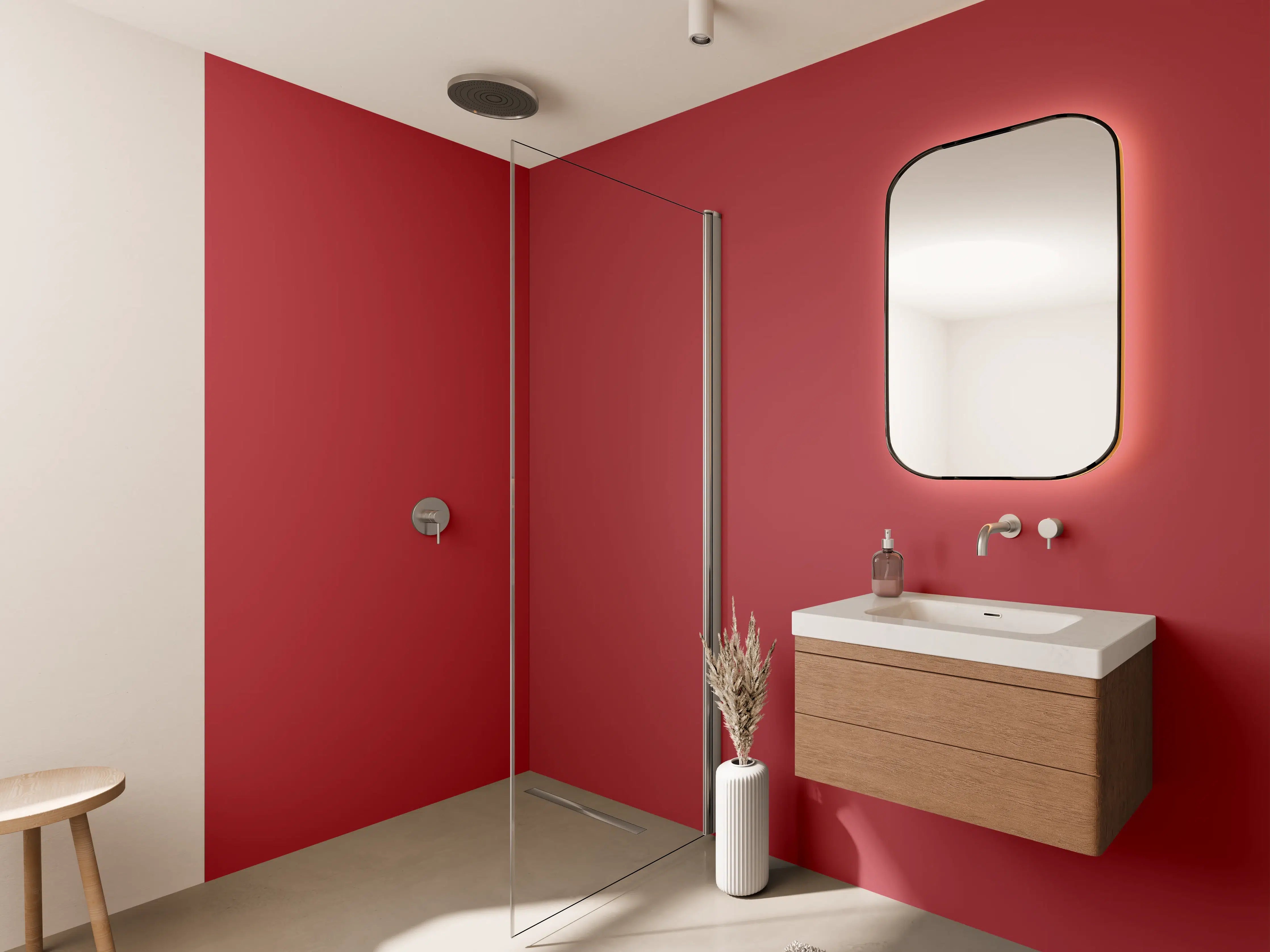 Wandverkleidung Bad - RAL 3031 (Orientrot)