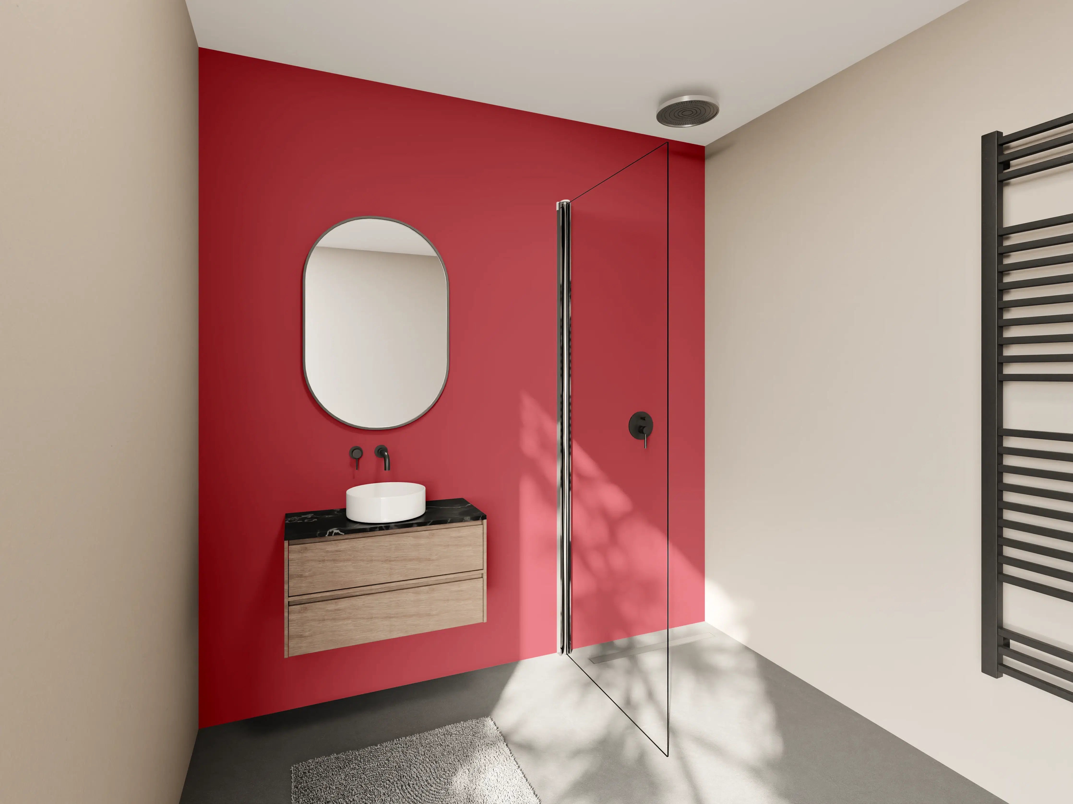 Wandverkleidung Bad - RAL 3031 (Orientrot)