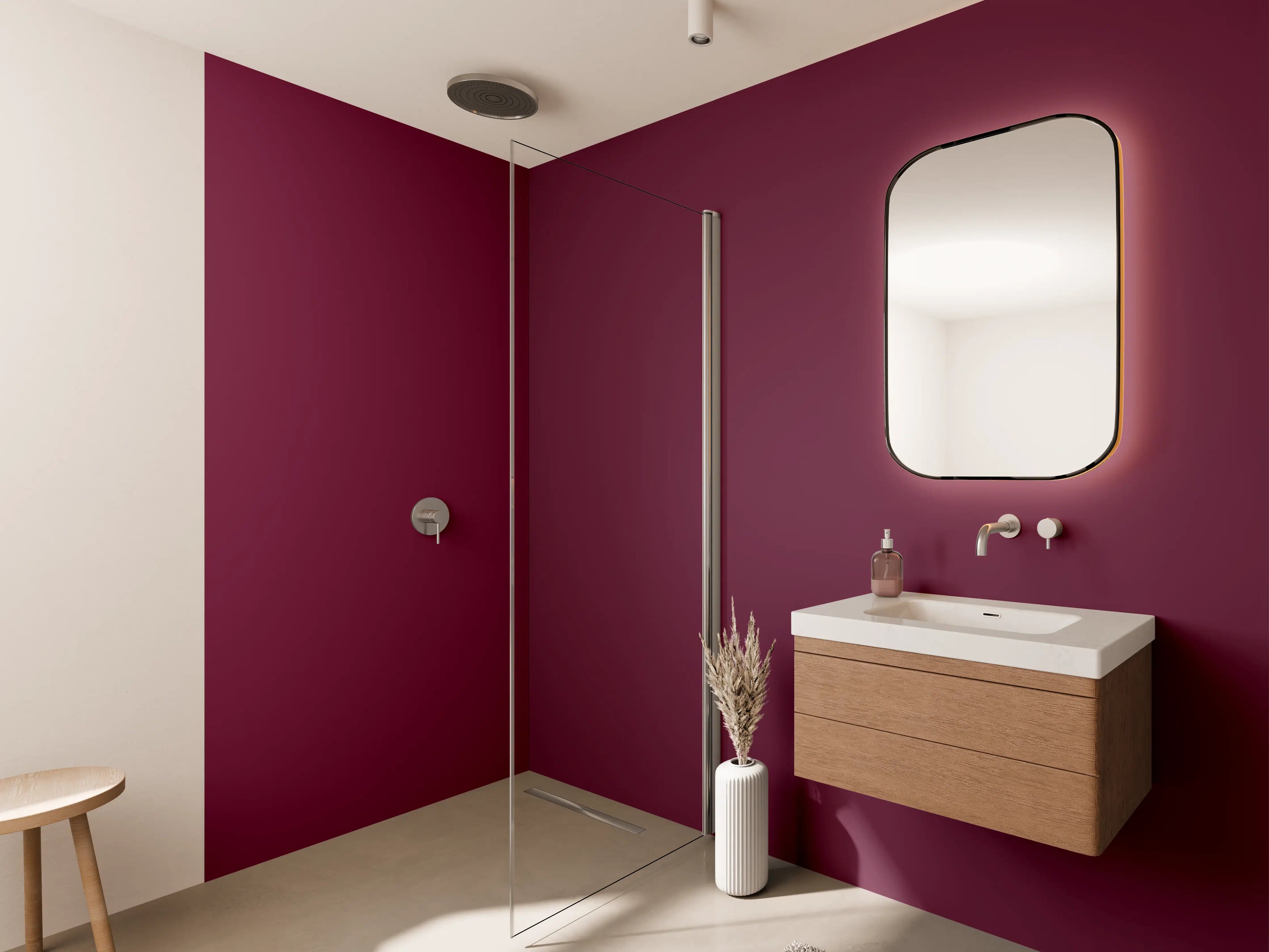 Wandverkleidung Bad - RAL 4004 (Weinrotviolett)