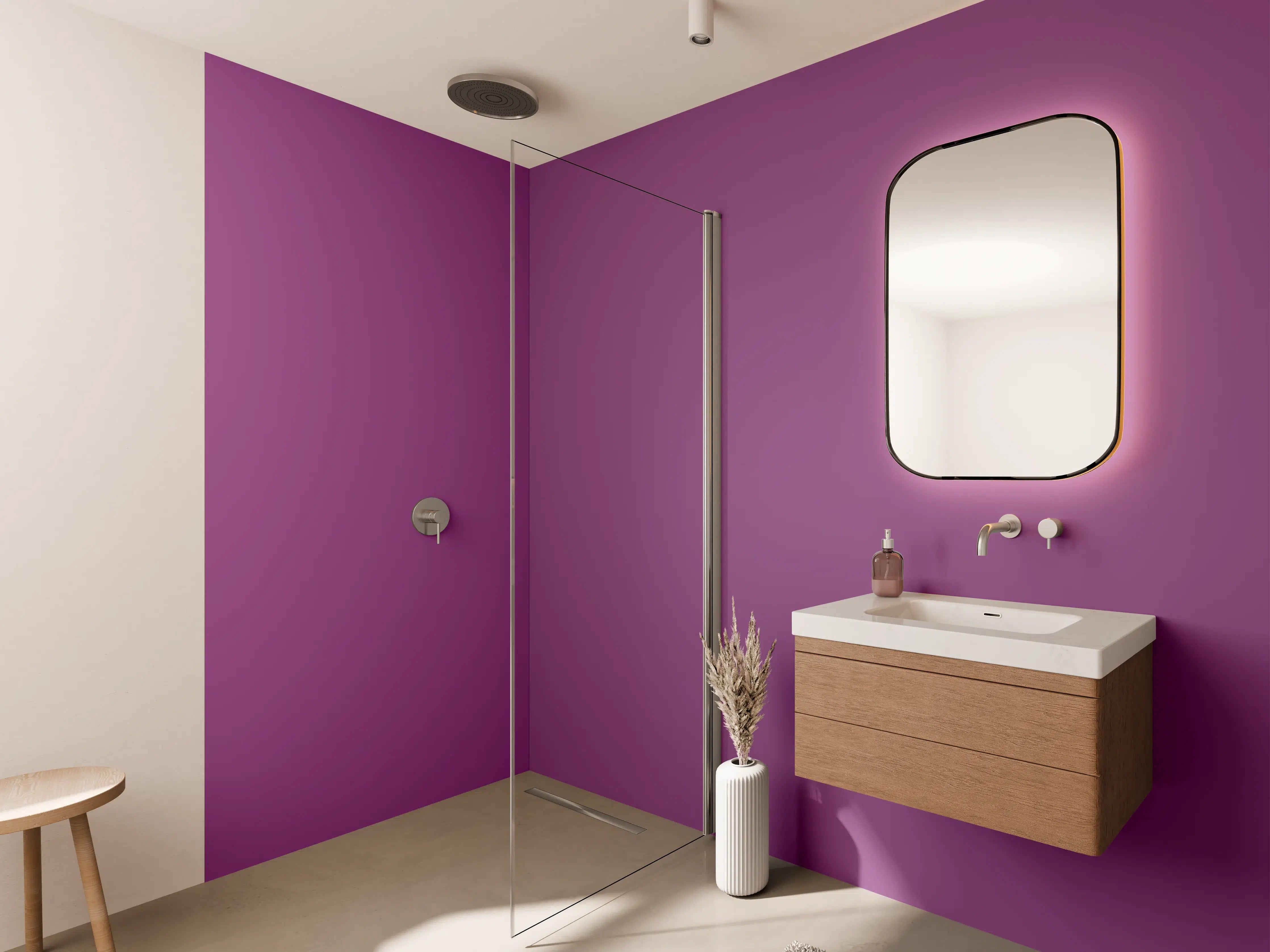 Wandverkleidung Bad - RAL 4008 (Signalviolett)