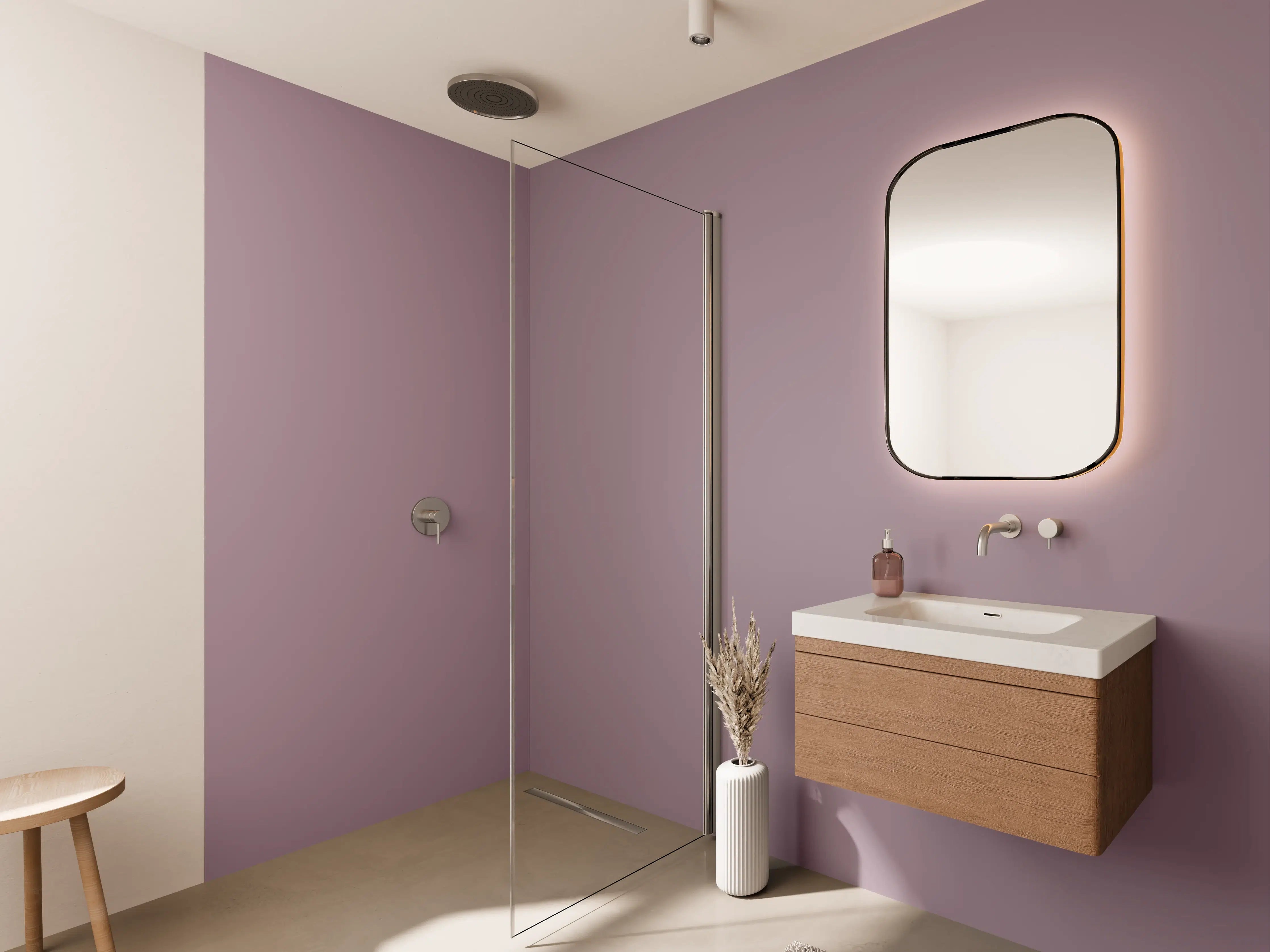 Wandverkleidung Bad - RAL 4009 (Pastellviolett)