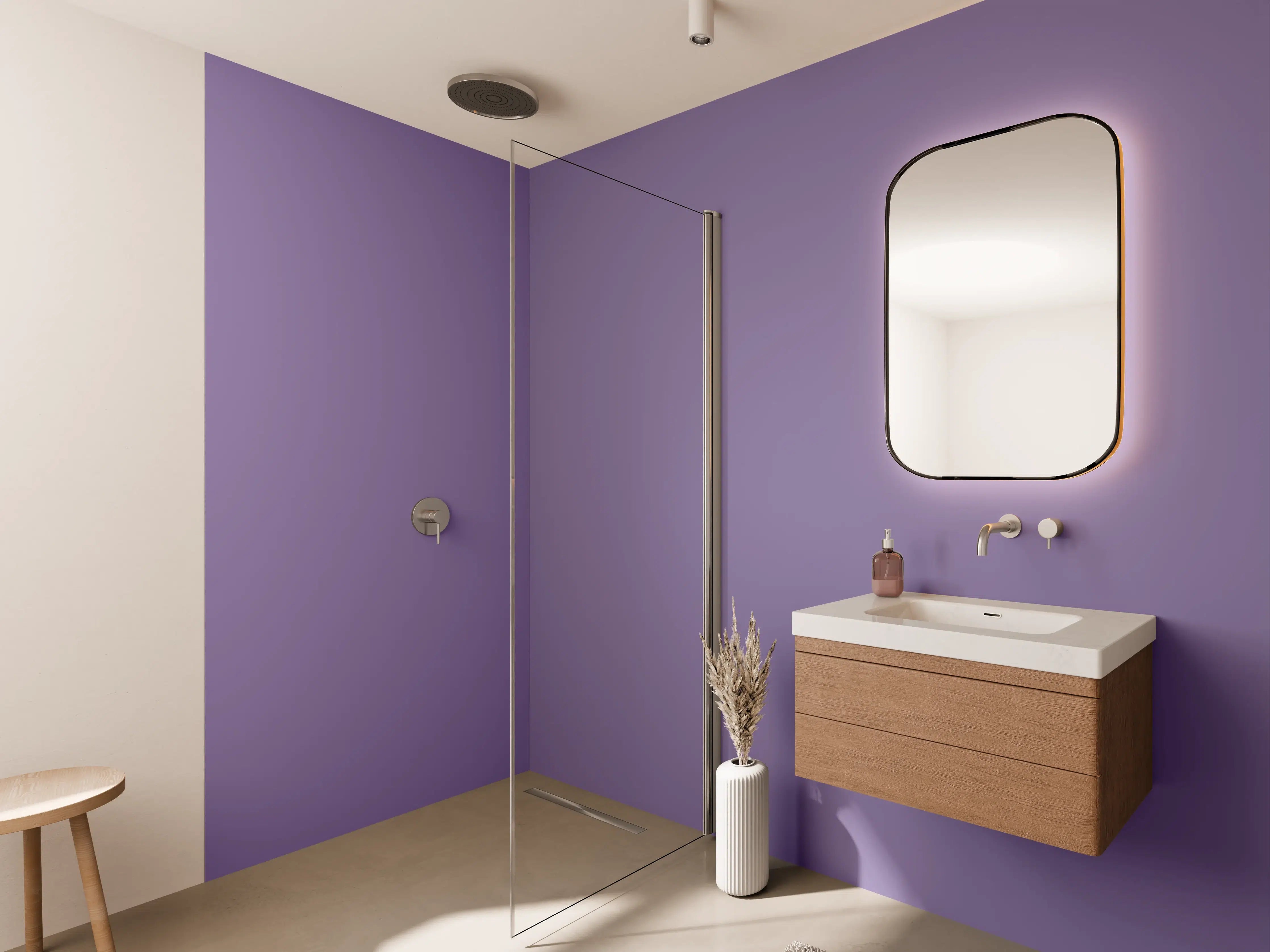 Wandverkleidung Bad - RAL 4011 (Perlviolett)