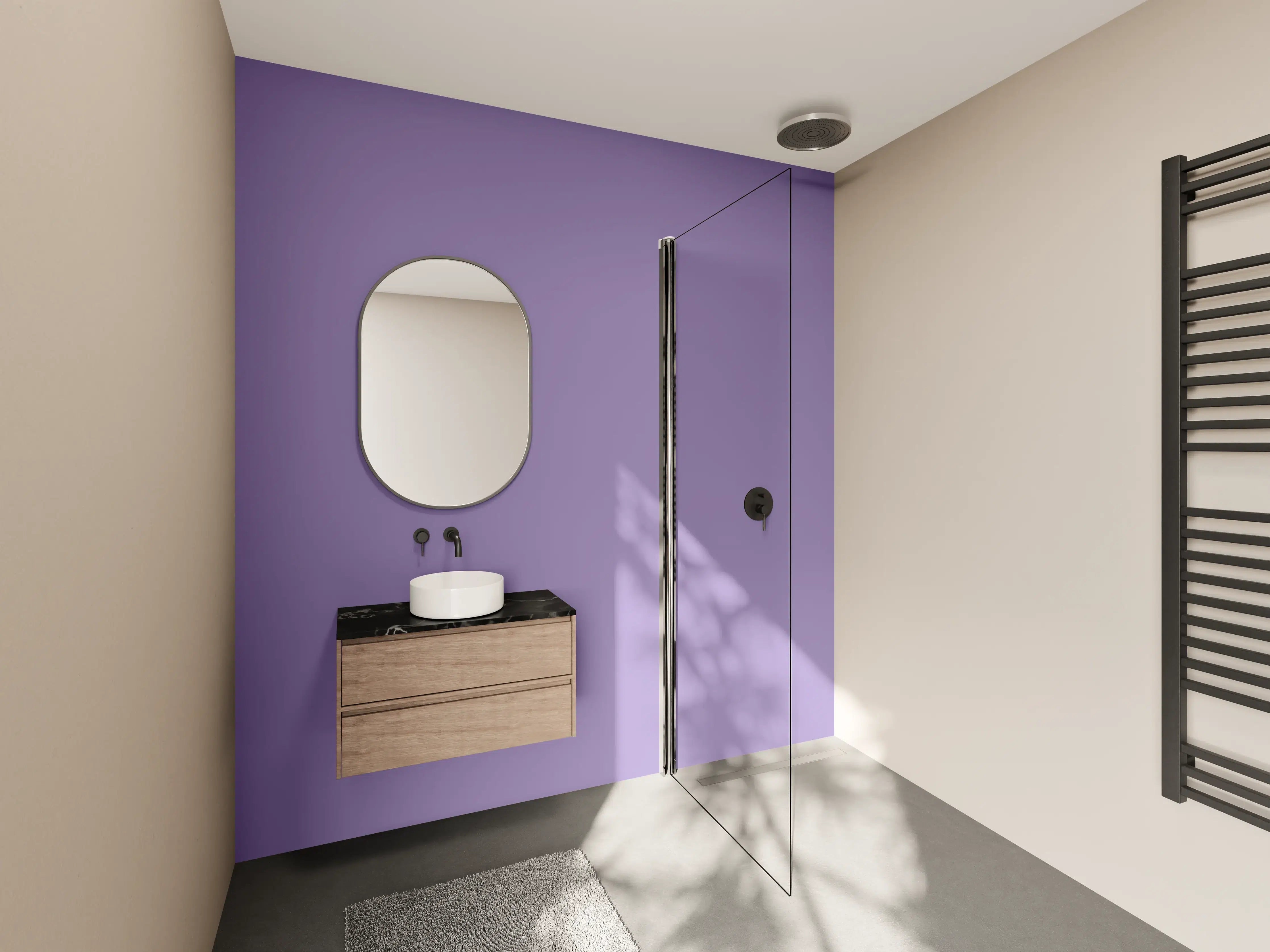 Wandverkleidung Bad - RAL 4011 (Perlviolett)