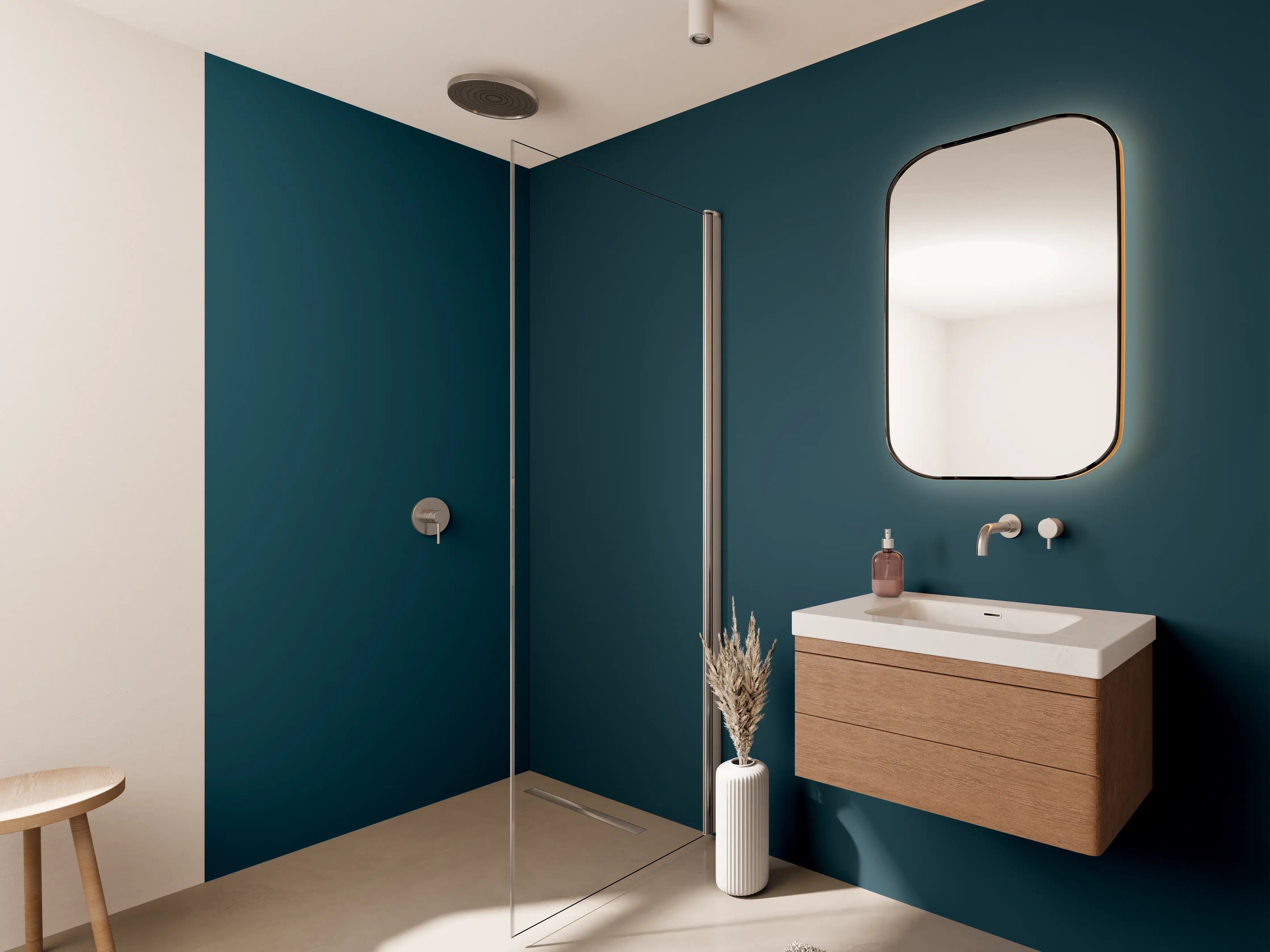 Wandverkleidung Bad - RAL 5020 (Ozeanblau)