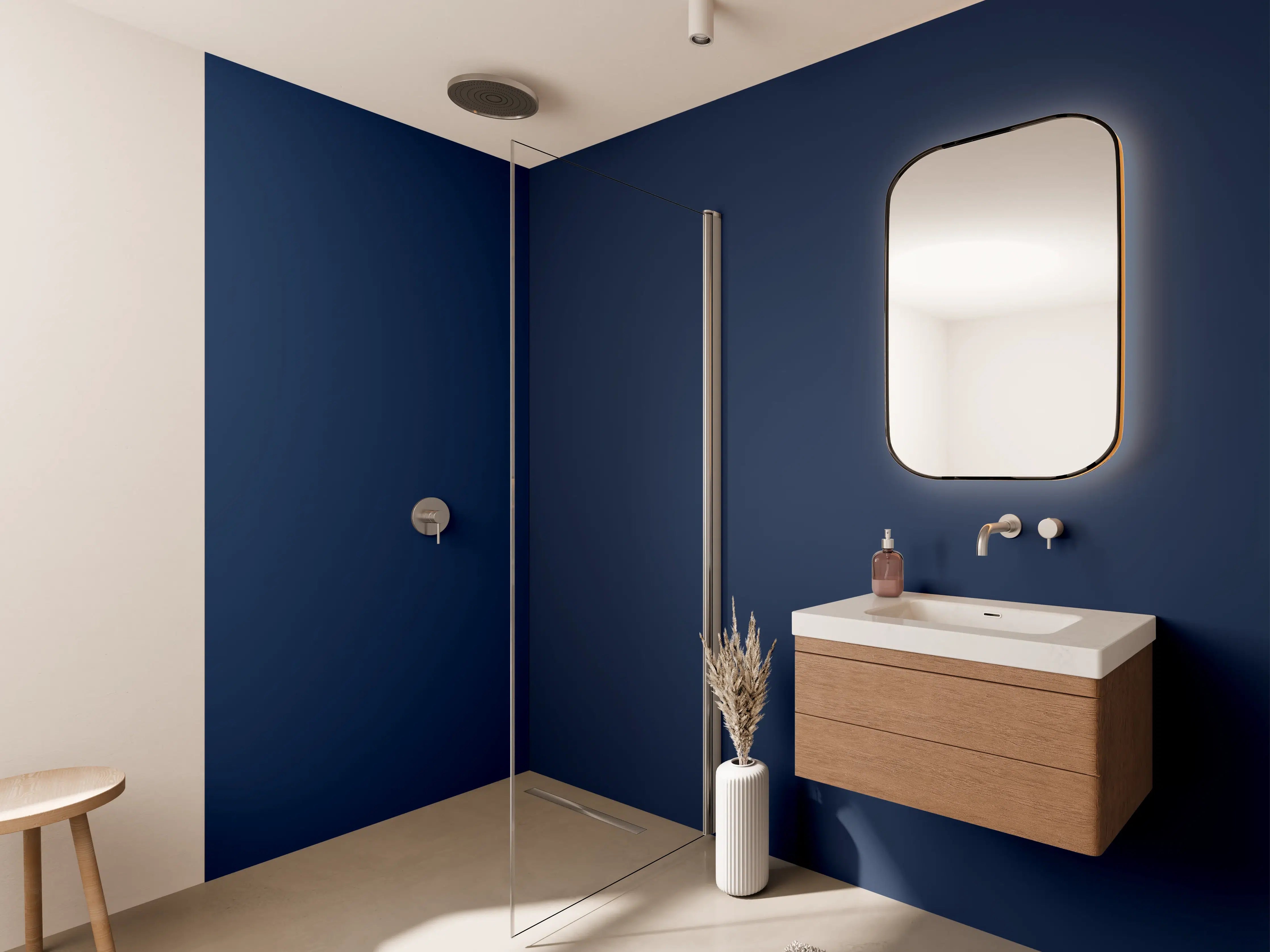 Wandverkleidung Bad - RAL 5026 (Perlnachtblau)