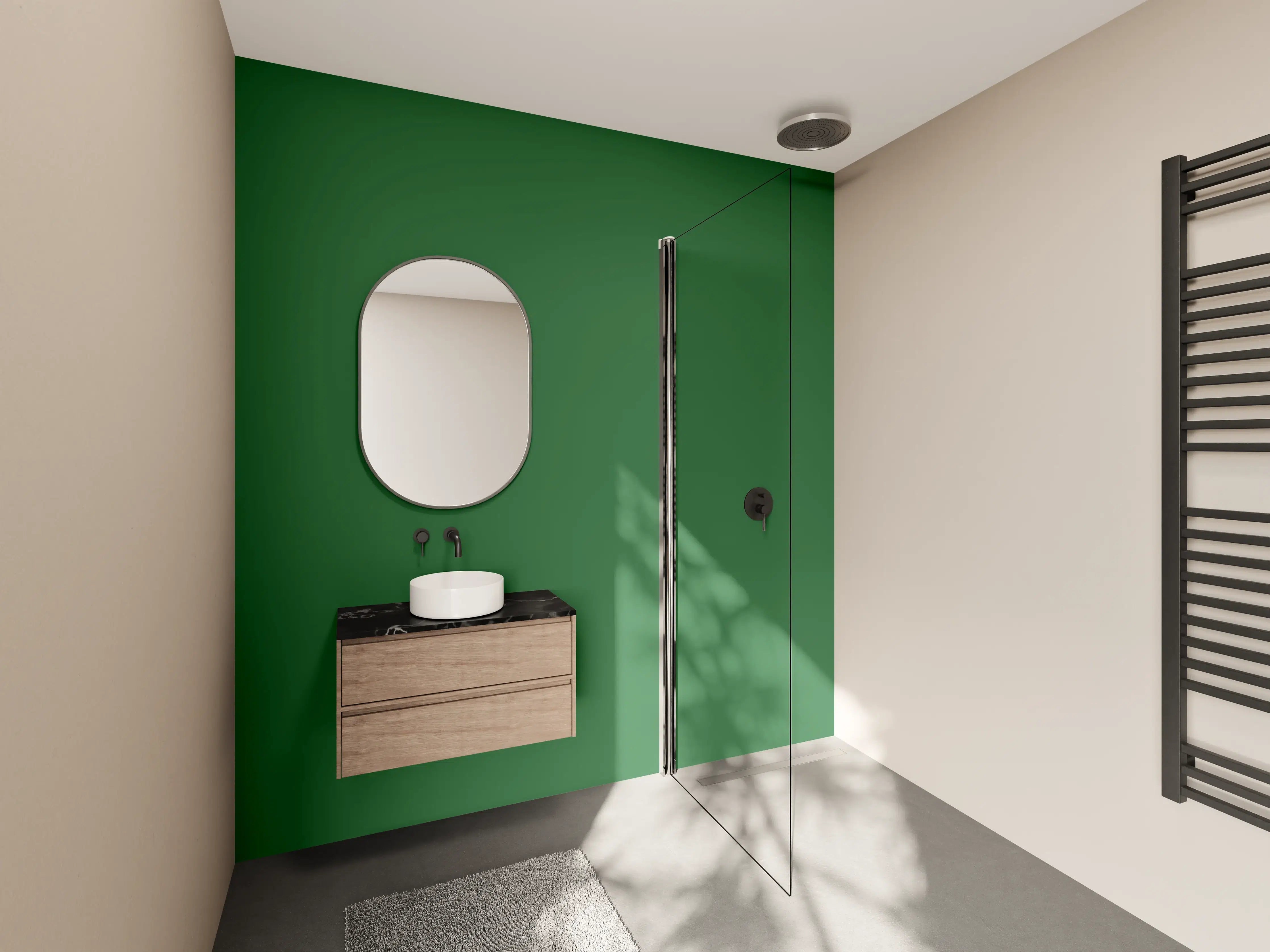 Wandverkleidung Bad - RAL 6002 (Laubgrün)