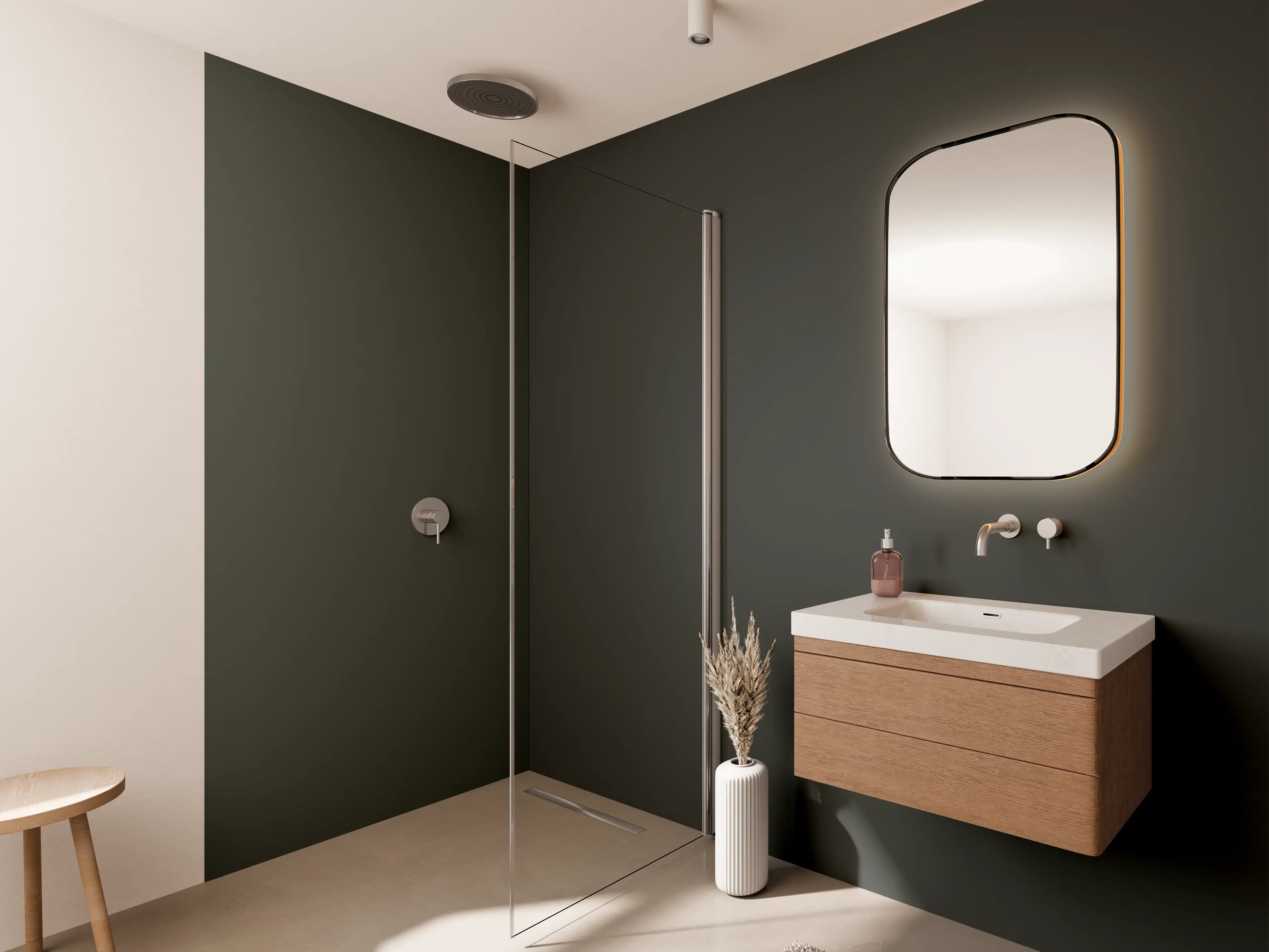 Wandverkleidung Bad - RAL 6006 (Olivgrau)