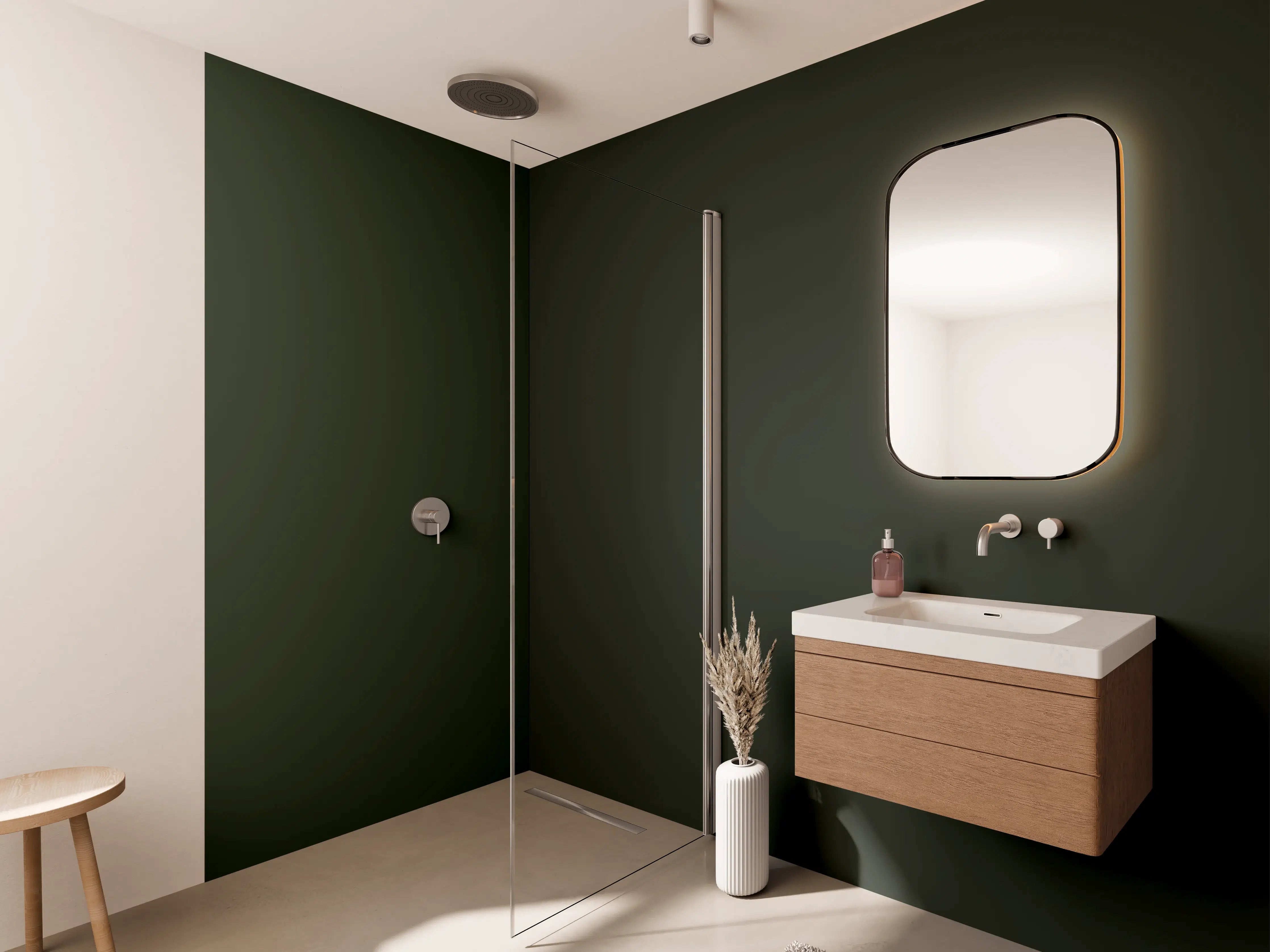 Wandverkleidung Bad - RAL 6007 (Flaschengrün)