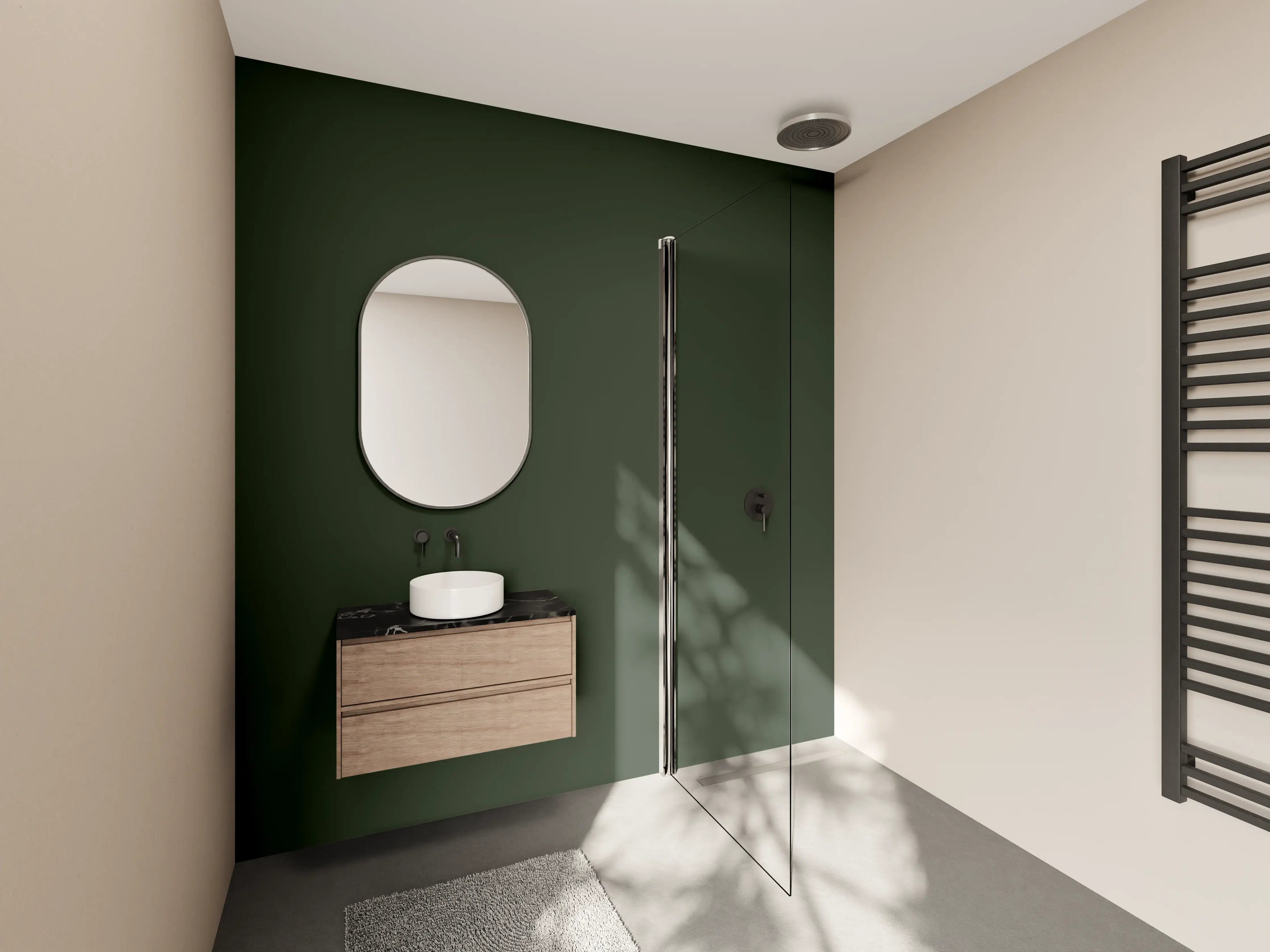 Wandverkleidung Bad - RAL 6007 (Flaschengrün)