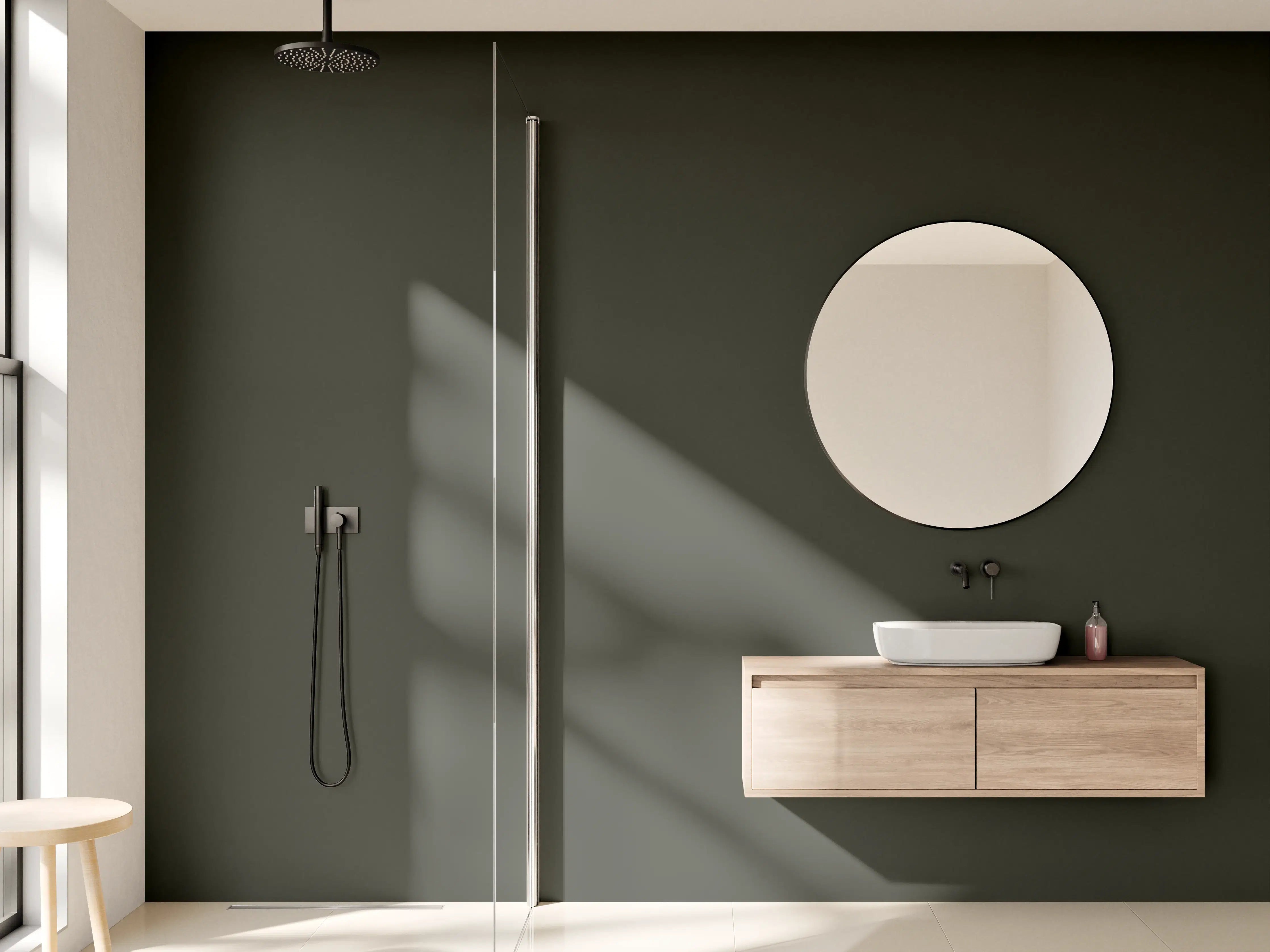 Wandverkleidung Bad - RAL 6008 (Braungrün)