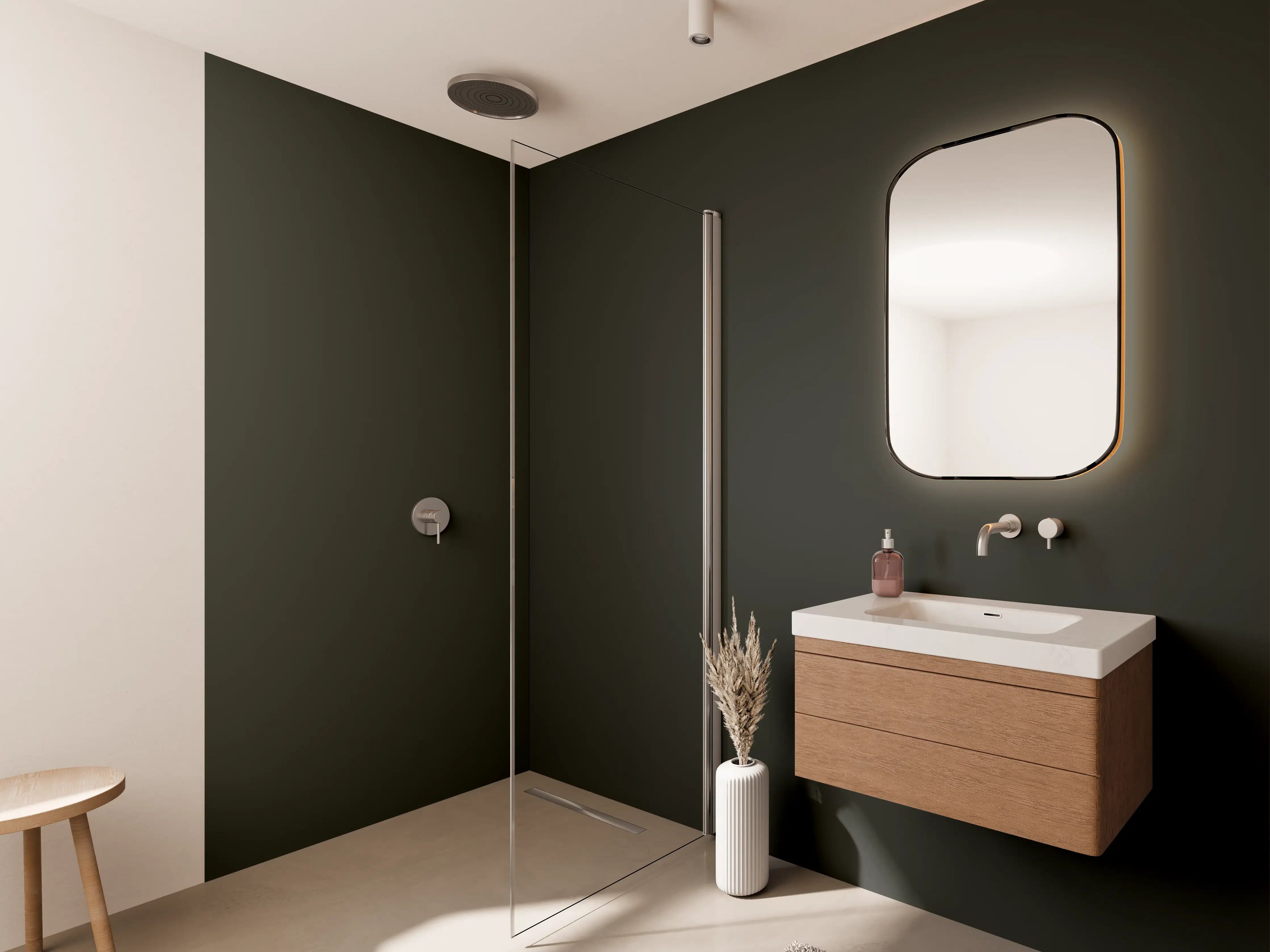 Wandverkleidung Bad - RAL 6008 (Braungrün)