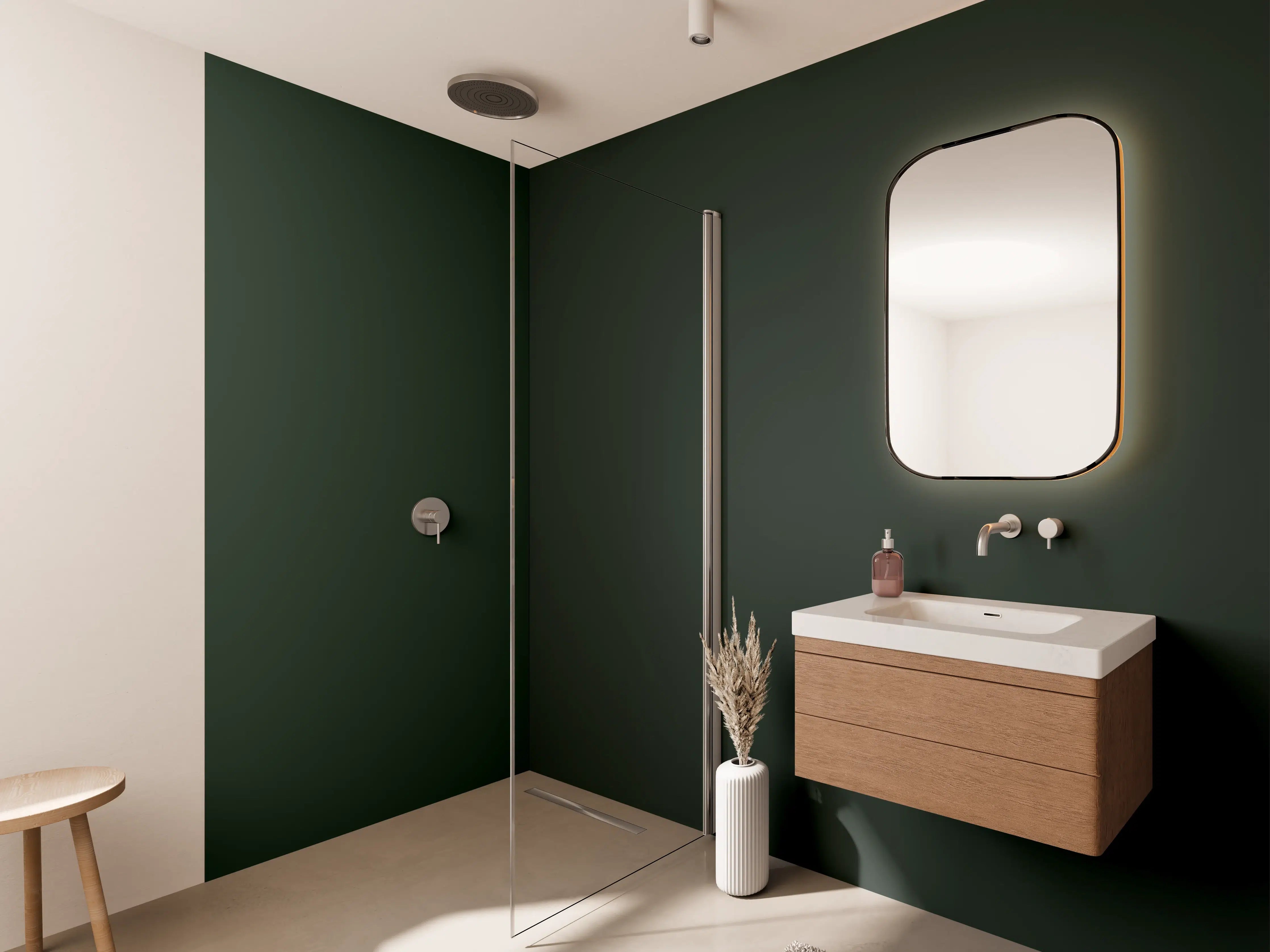 Wandverkleidung Bad - RAL 6009 (Tannengrün)