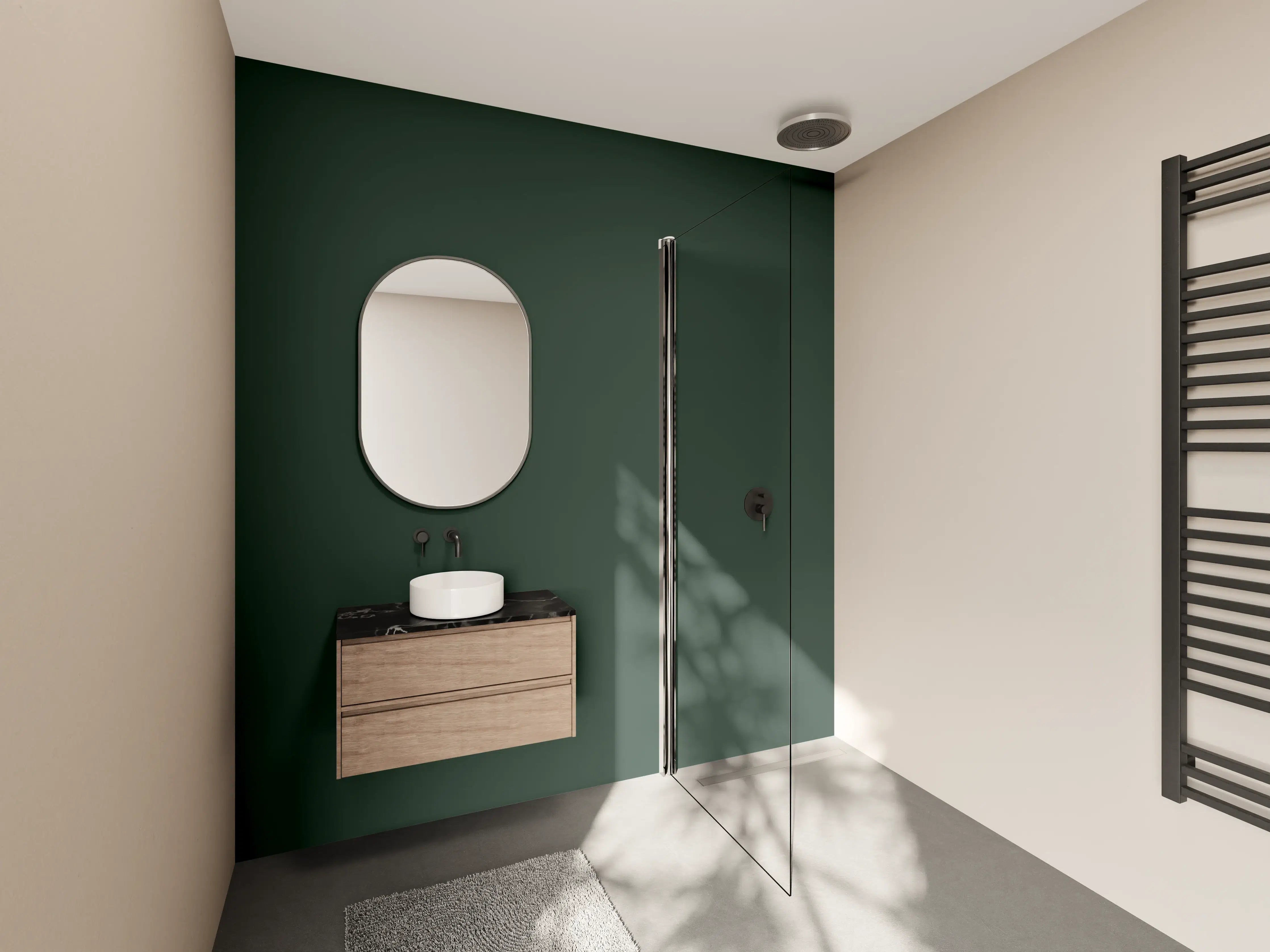 Wandverkleidung Bad - RAL 6009 (Tannengrün)