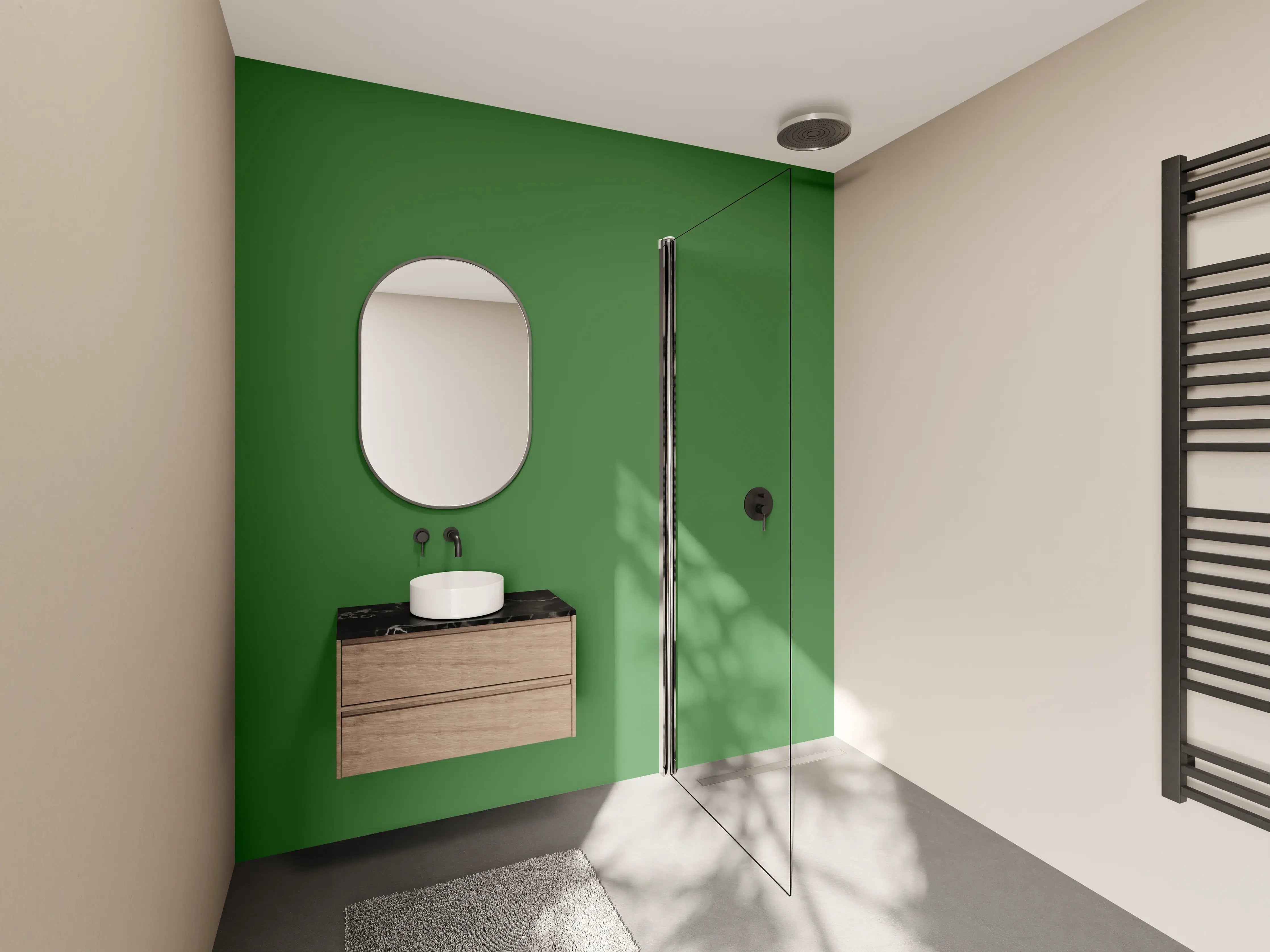 Wandverkleidung Bad - RAL 6010 (Grasgrün)