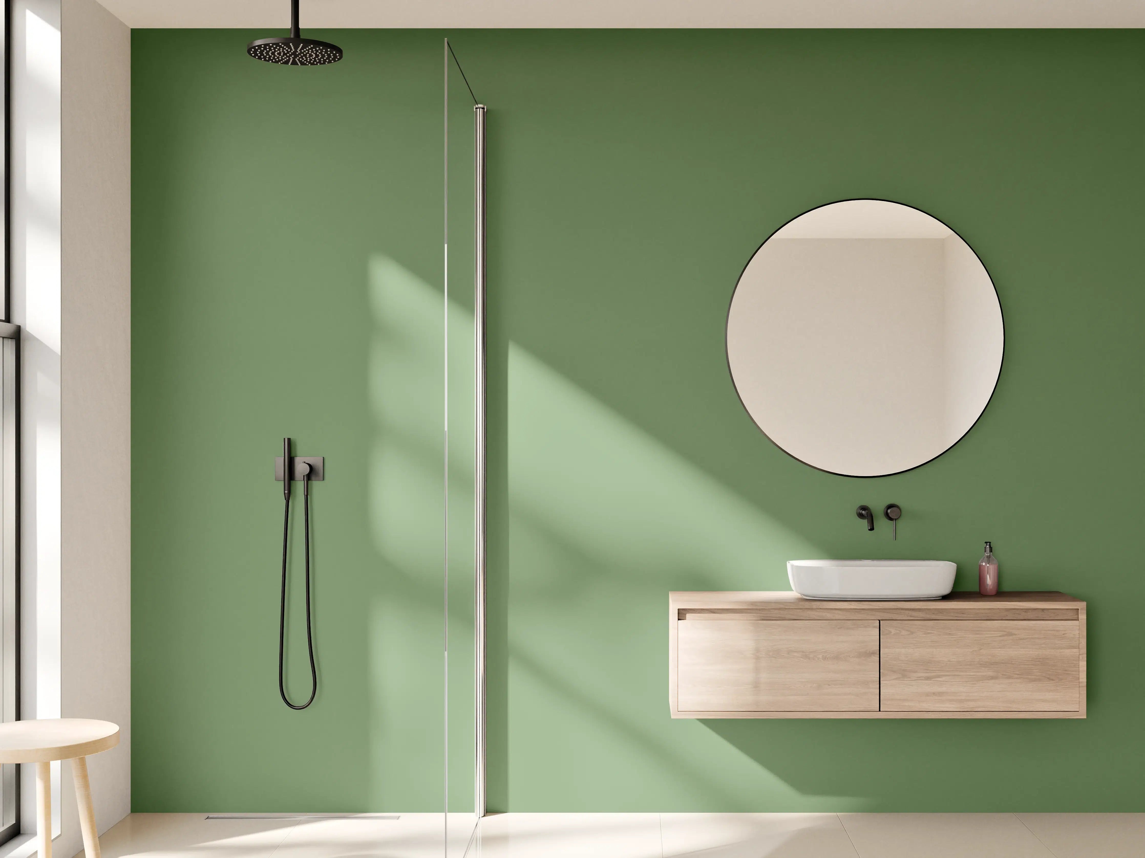 Wandverkleidung Bad - RAL 6011 (Reseda grün)