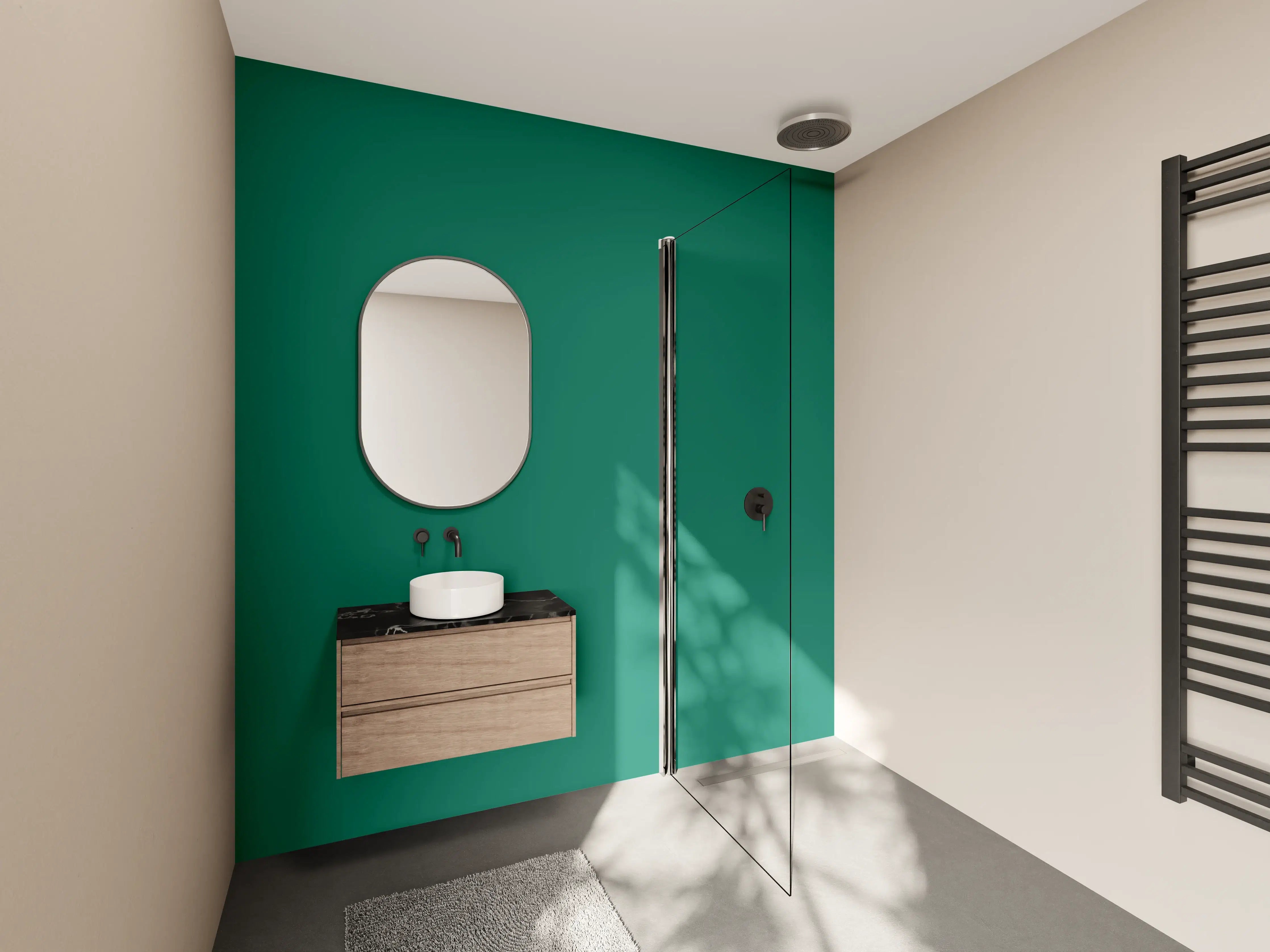 Wandverkleidung Bad - RAL 6016 (Türkisgrün)