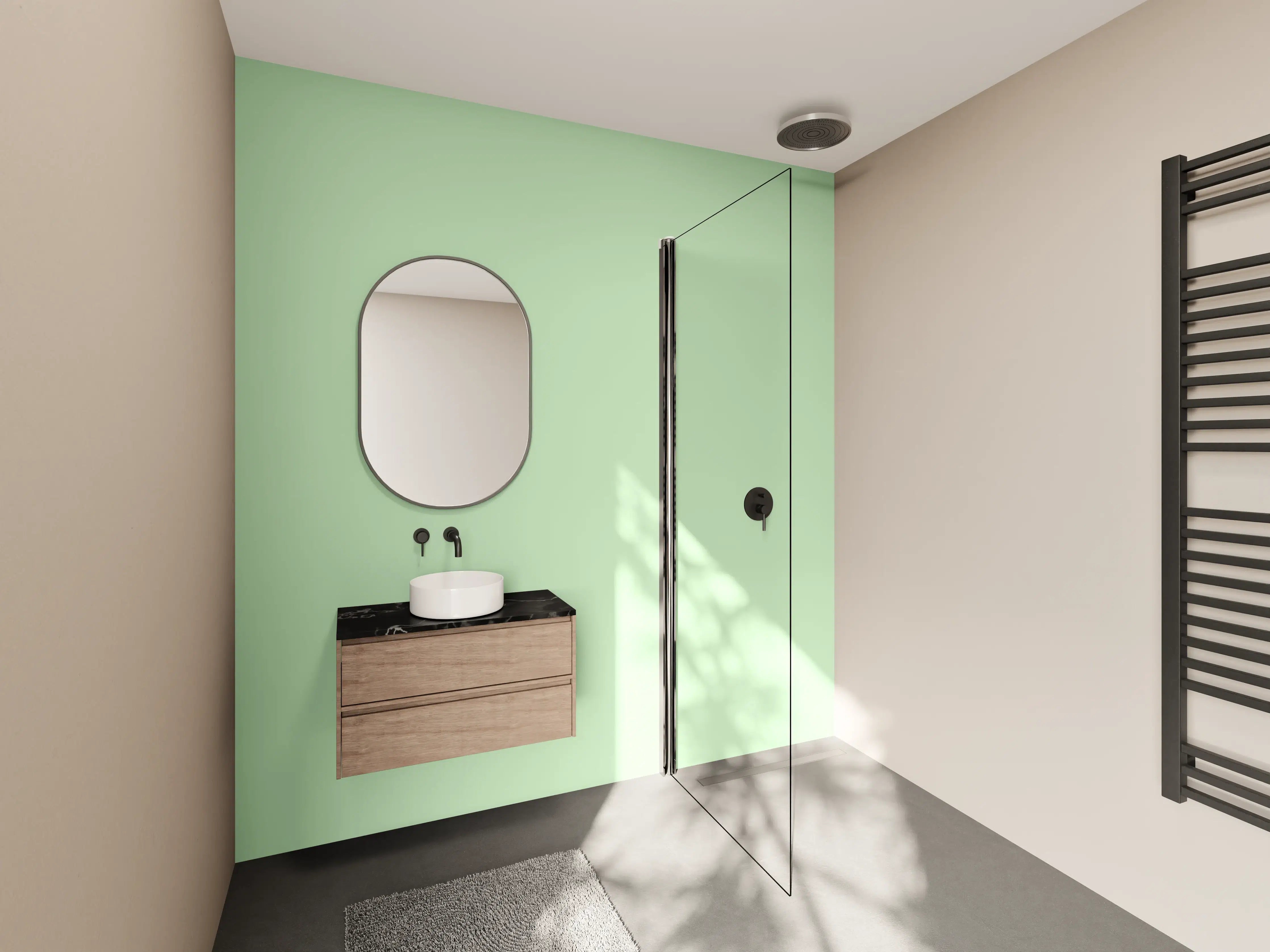 Wandverkleidung Bad - RAL 6019 (pastellgrün)