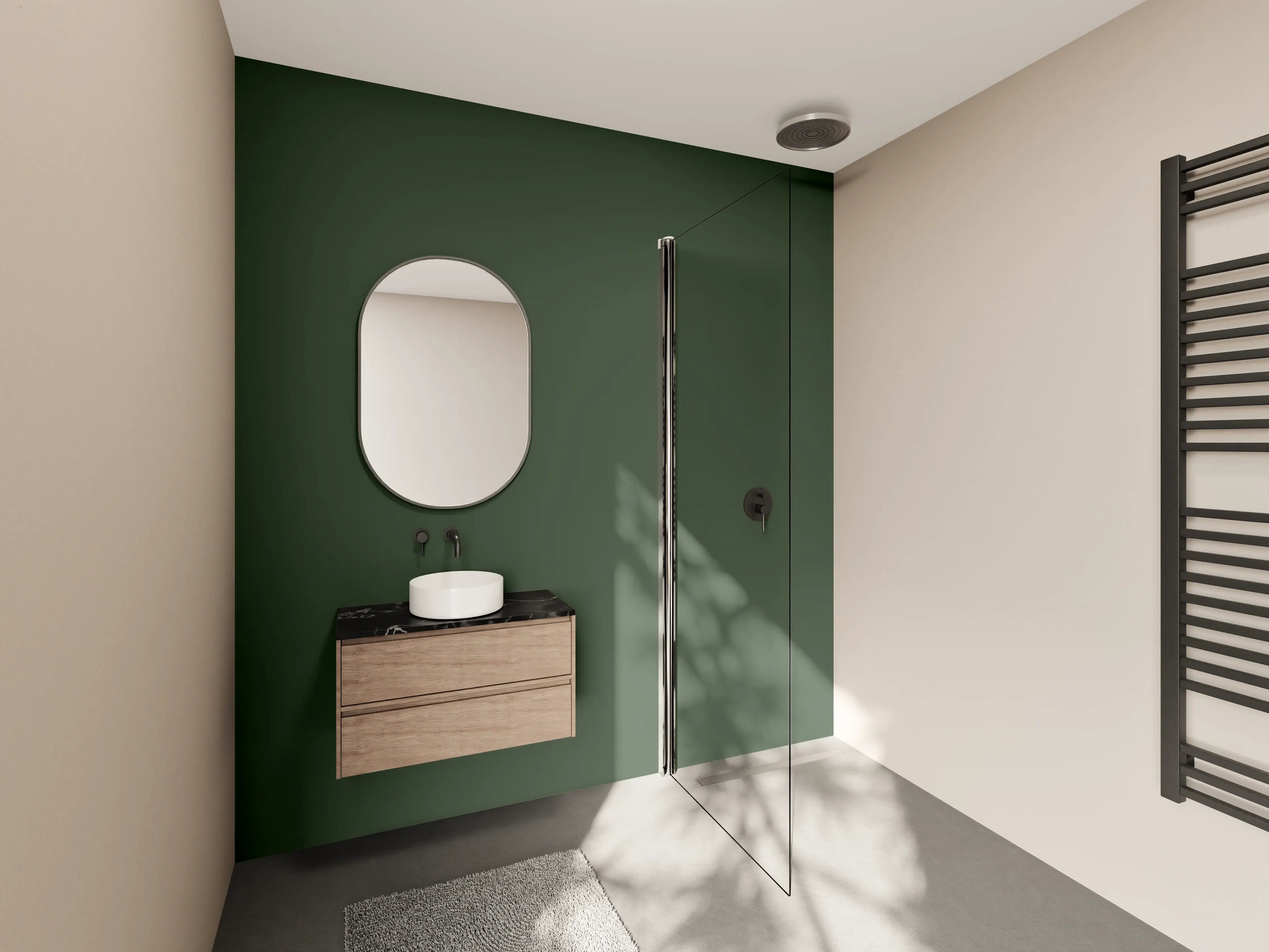 Wandverkleidung Bad - RAL 6020 (Chromgrün)