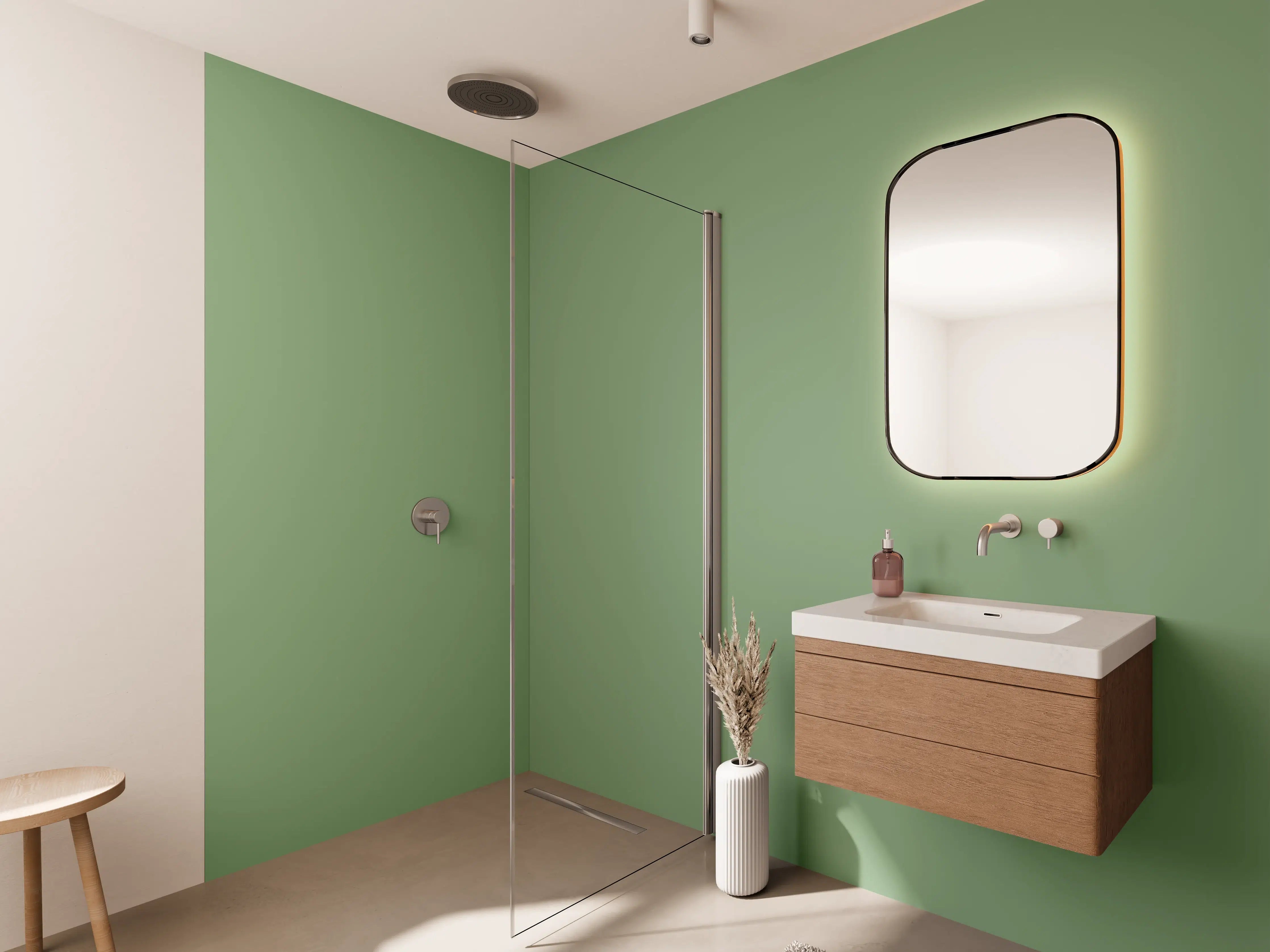 Wandverkleidung Bad - RAL 6021 (Blassgrün)