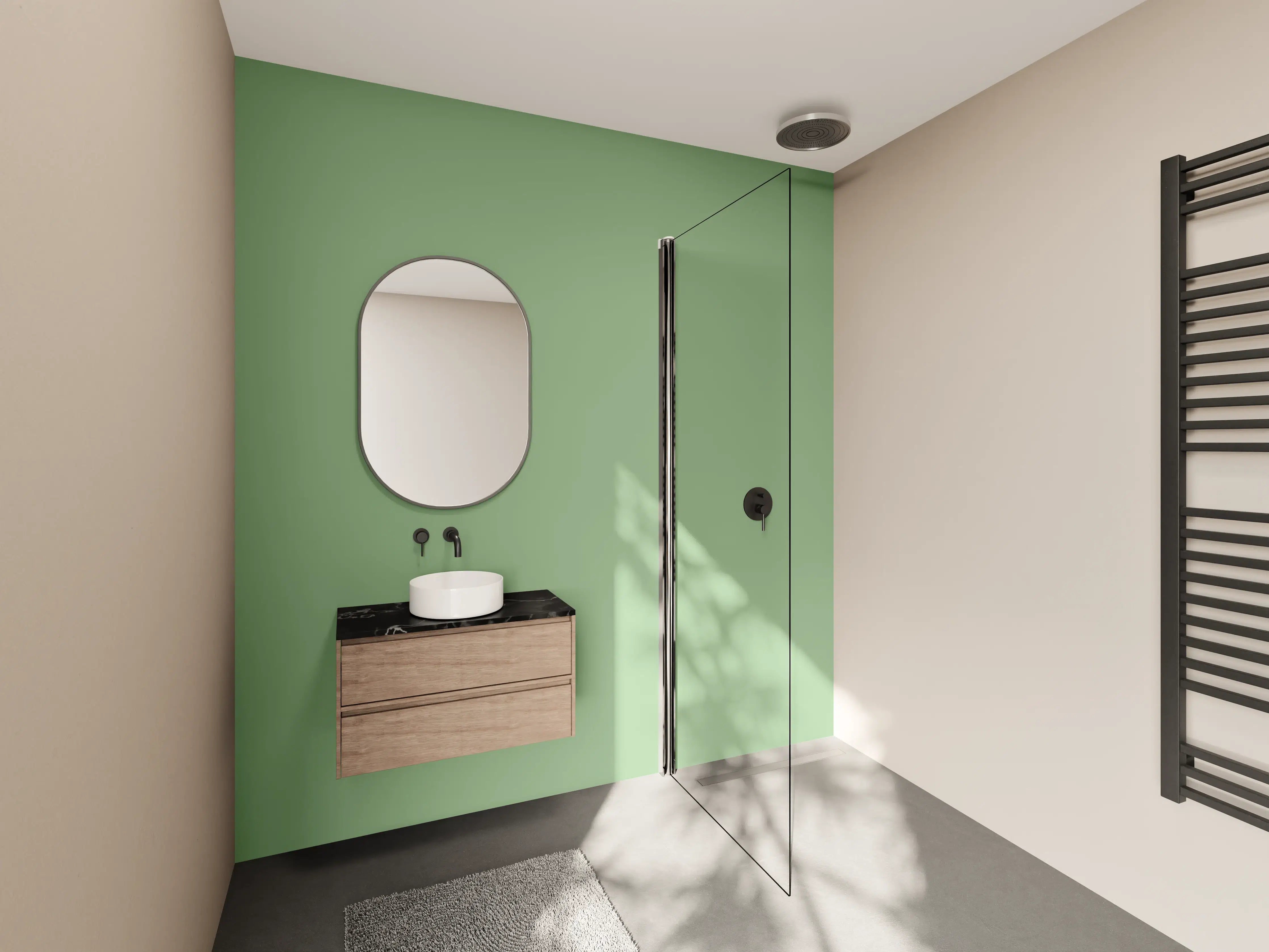 Wandverkleidung Bad - RAL 6021 (Blassgrün)