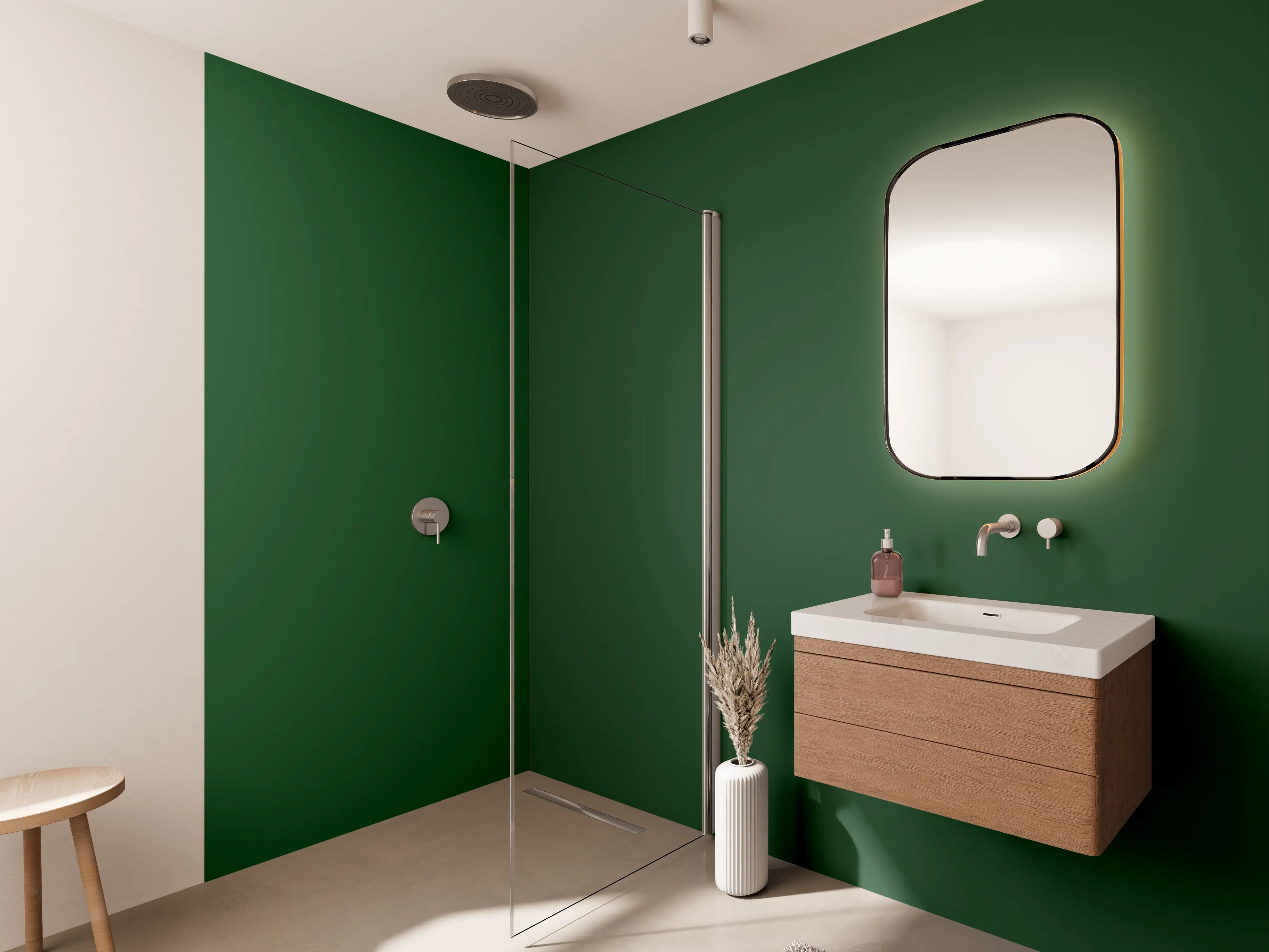 Wandverkleidung Bad - RAL 6035 (Perlgrün)