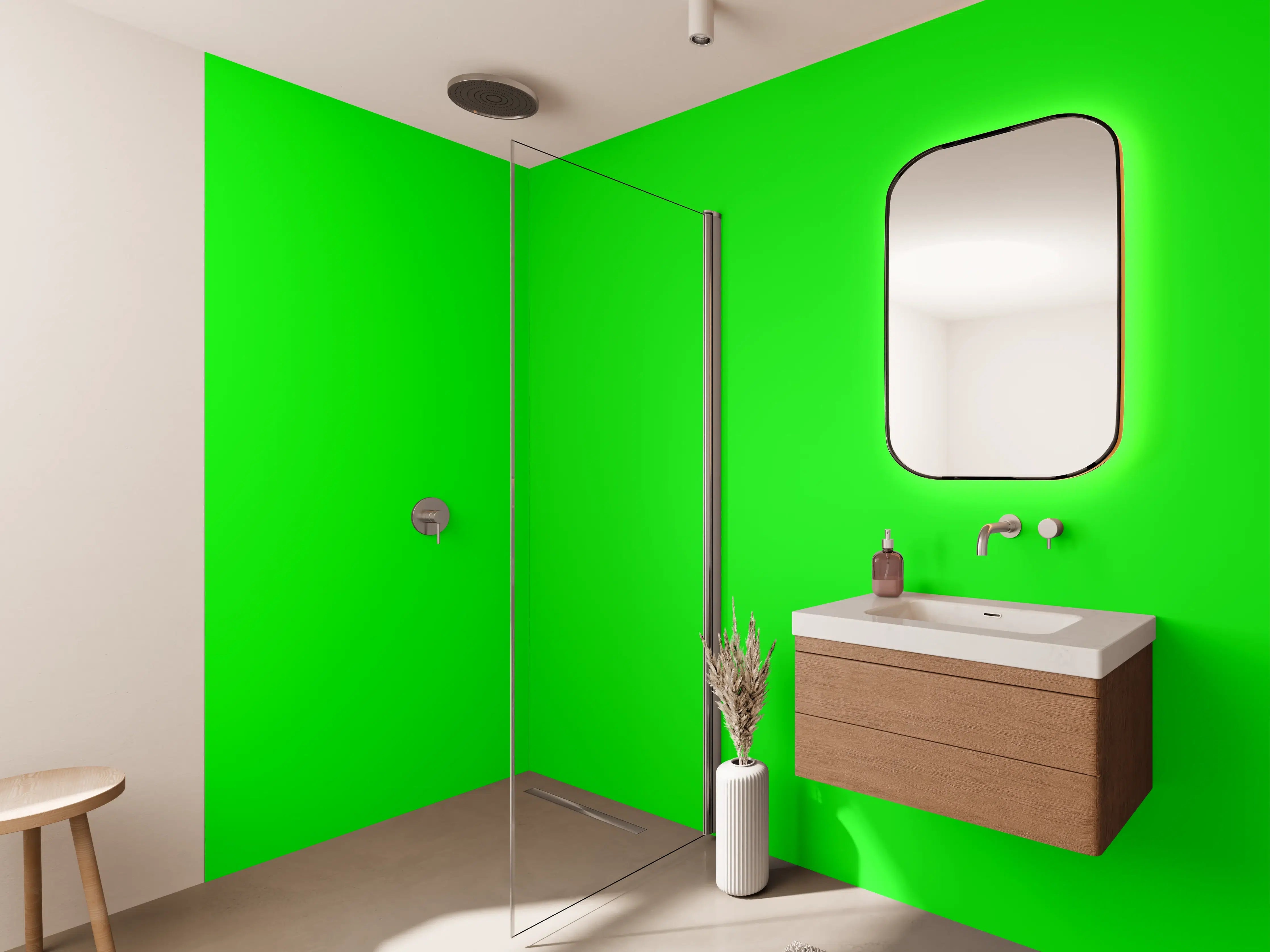 Wandverkleidung Bad - RAL 6038 (leuchtendes Grün)