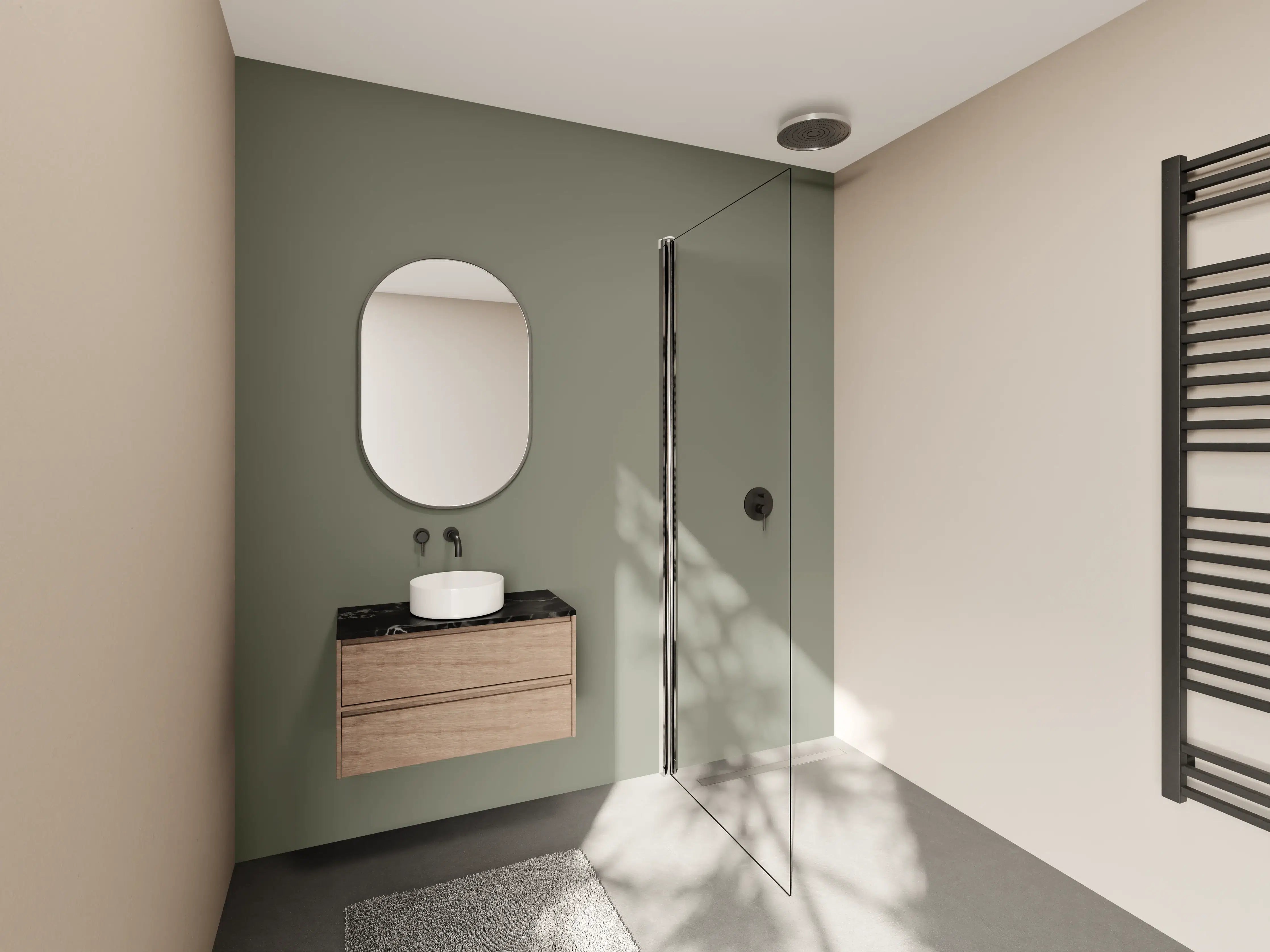 Wandverkleidung Bad - RAL 7003 (Moosgrau)