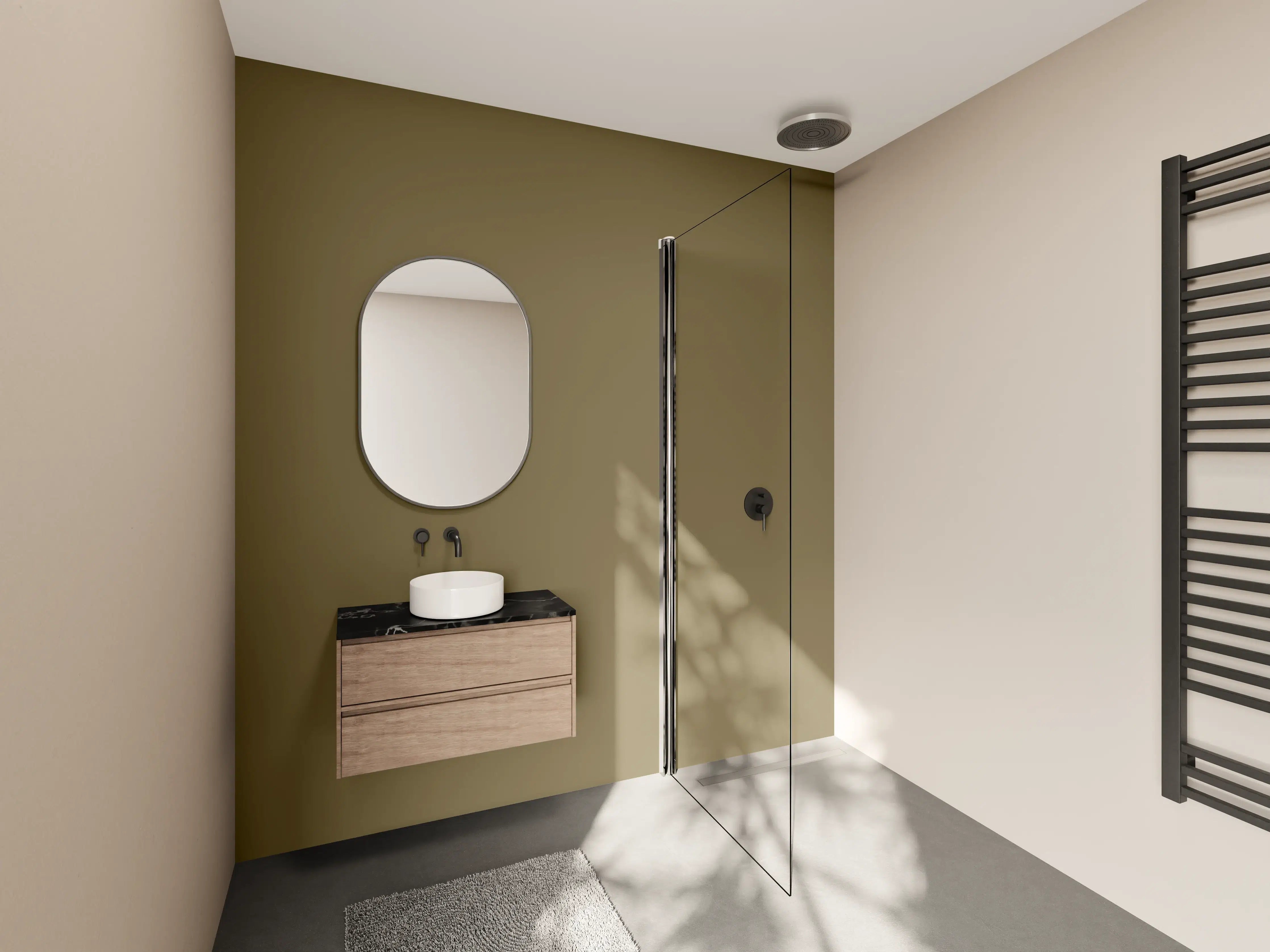 Wandverkleidung Bad - RAL 7008 (Khaki grau)