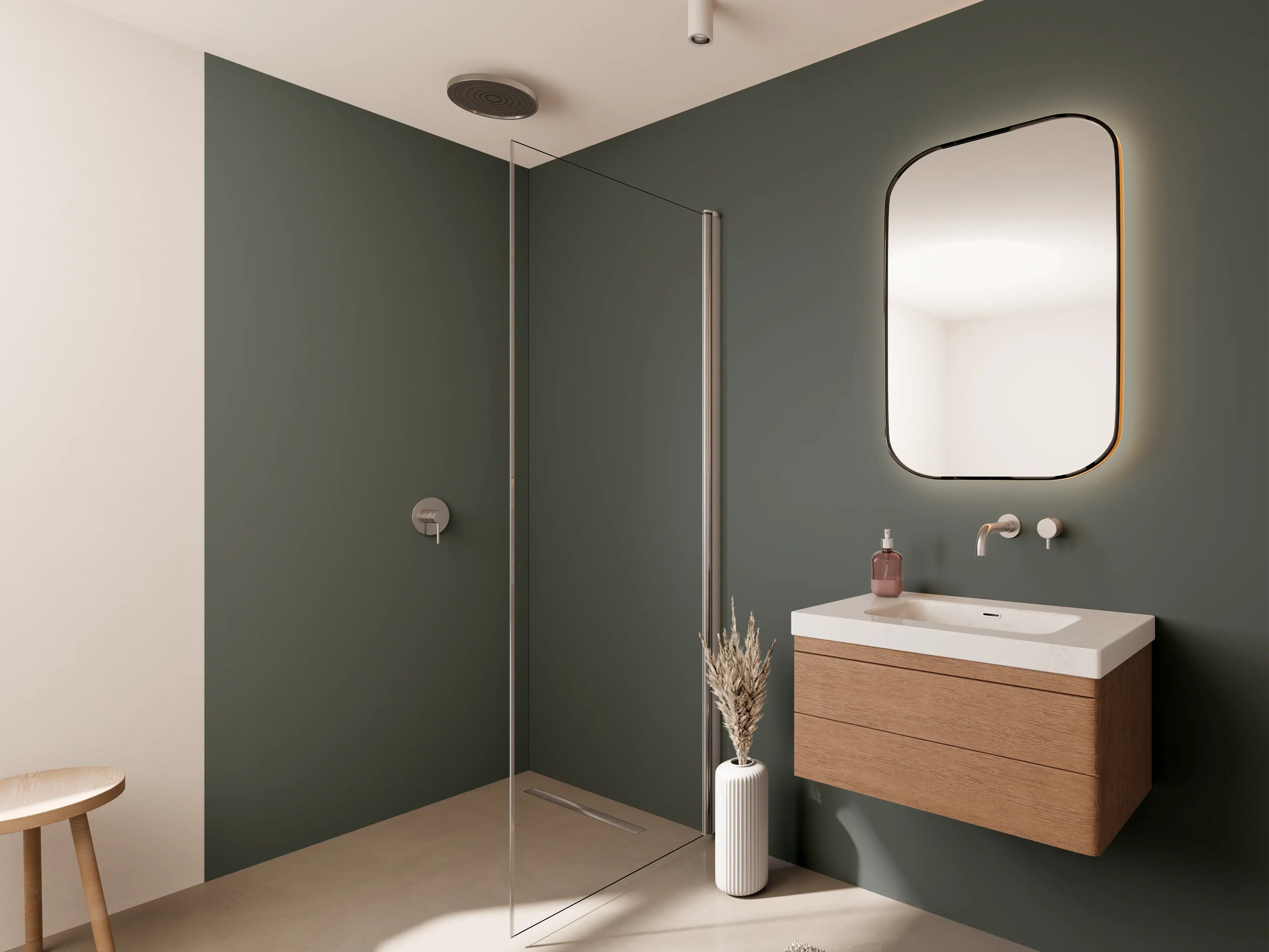 Wandverkleidung Bad - RAL 7010 (Plane grau)