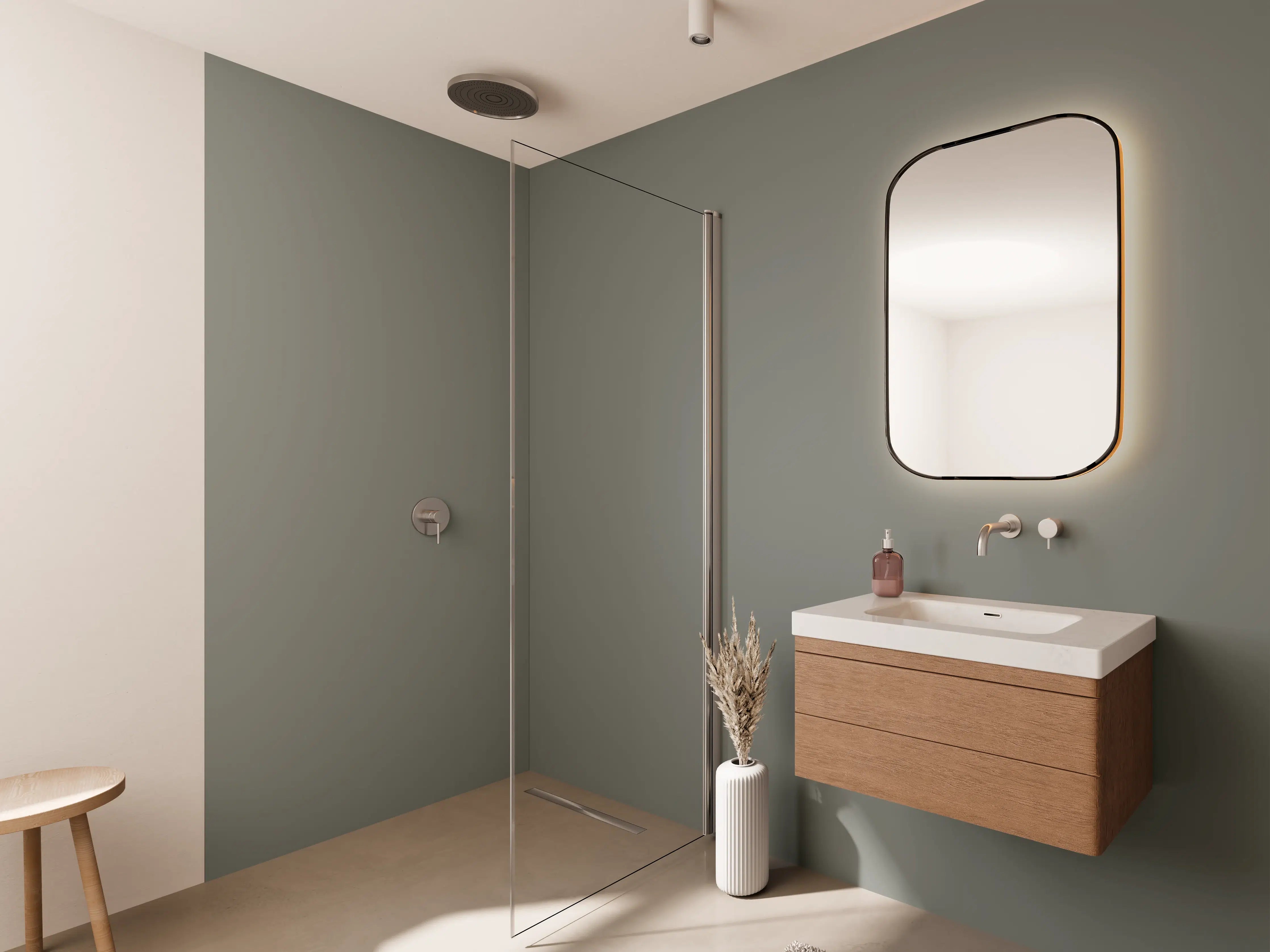 Wandverkleidung Bad - RAL 7023 (Betongrau)