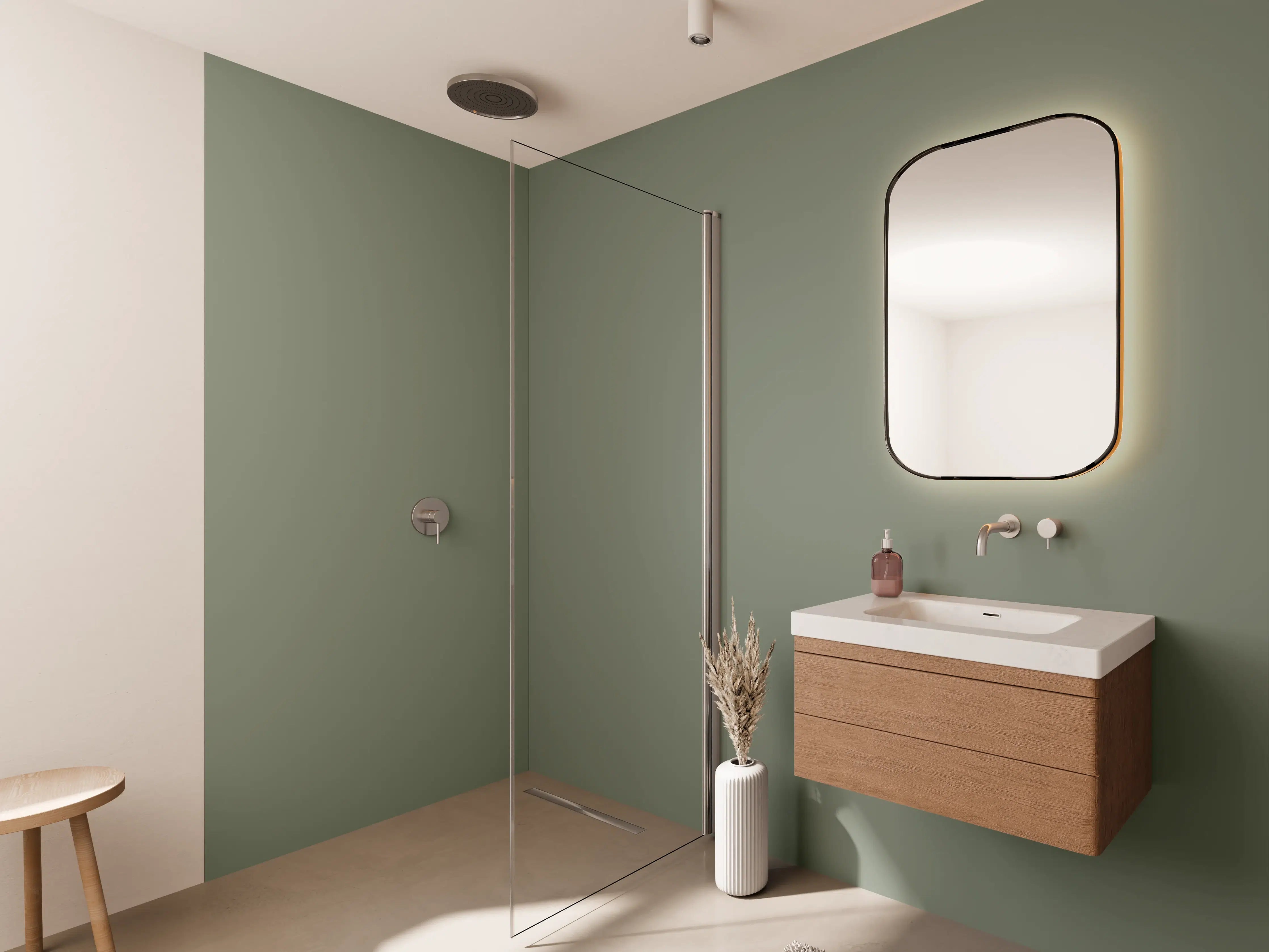 Wandverkleidung Bad - RAL 7033 (Zementgrau)