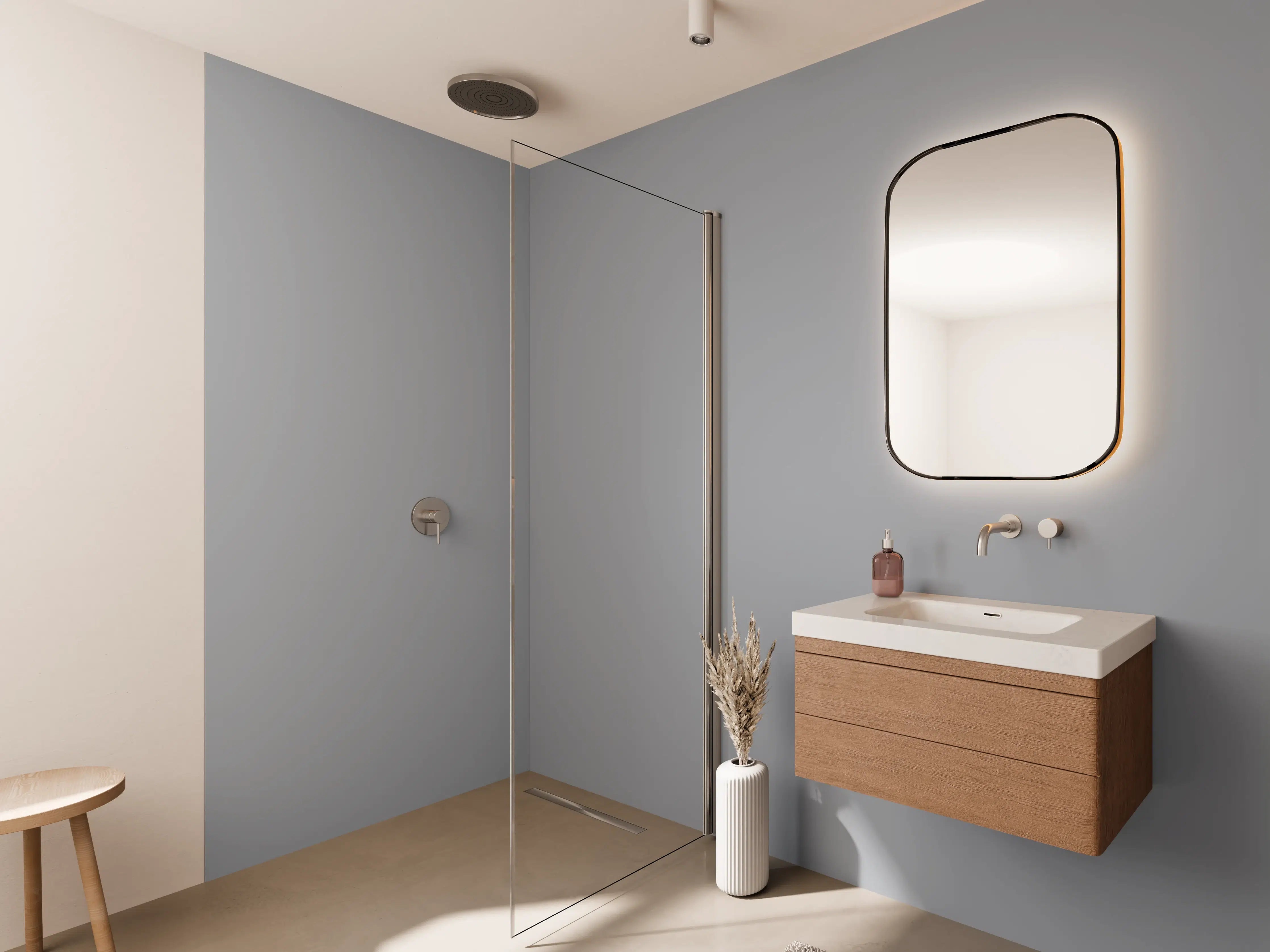 Wandverkleidung Bad - RAL 7040 (Fenstergrau)