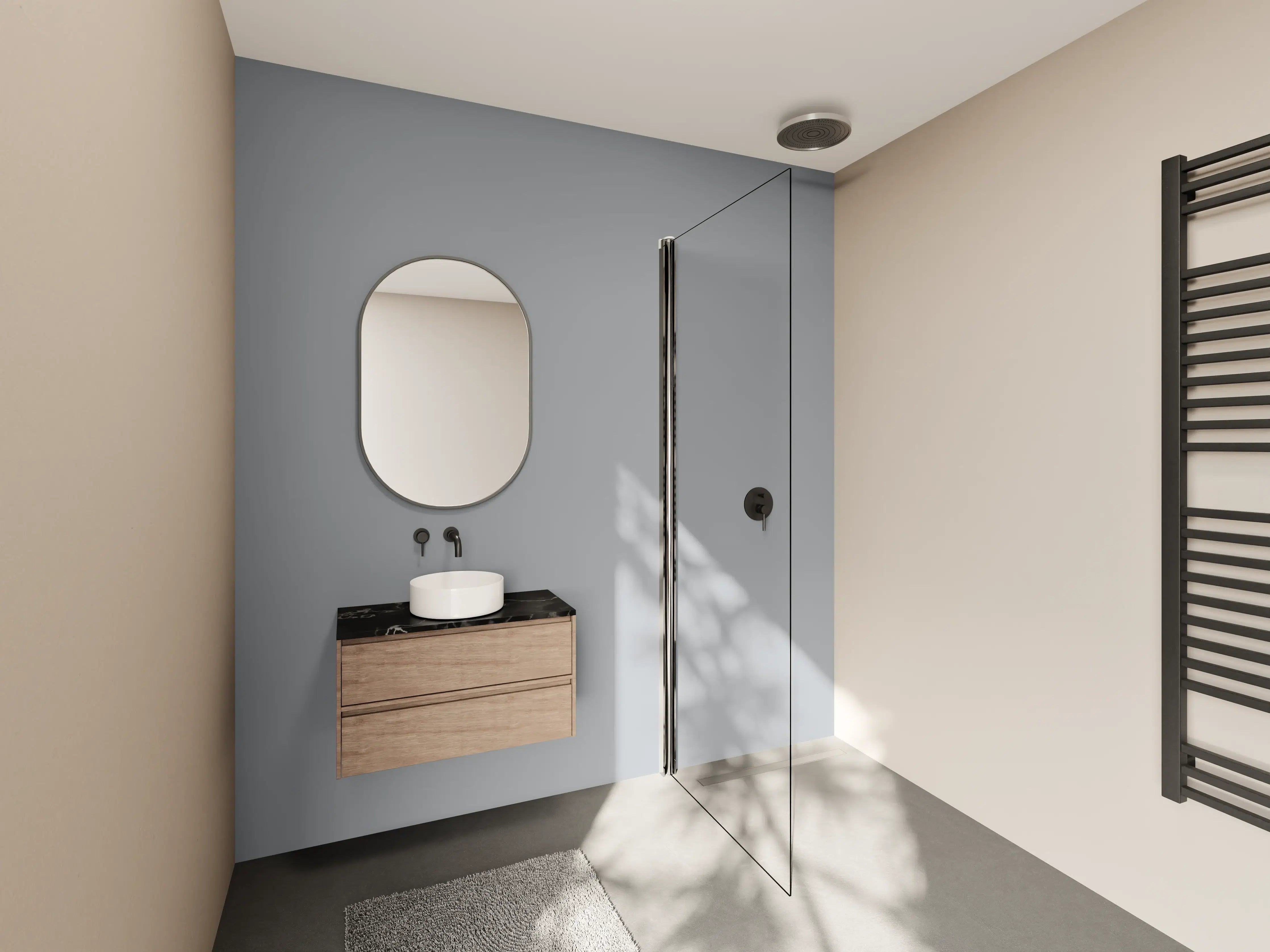 Wandverkleidung Bad - RAL 7045 (Telegrau 1)